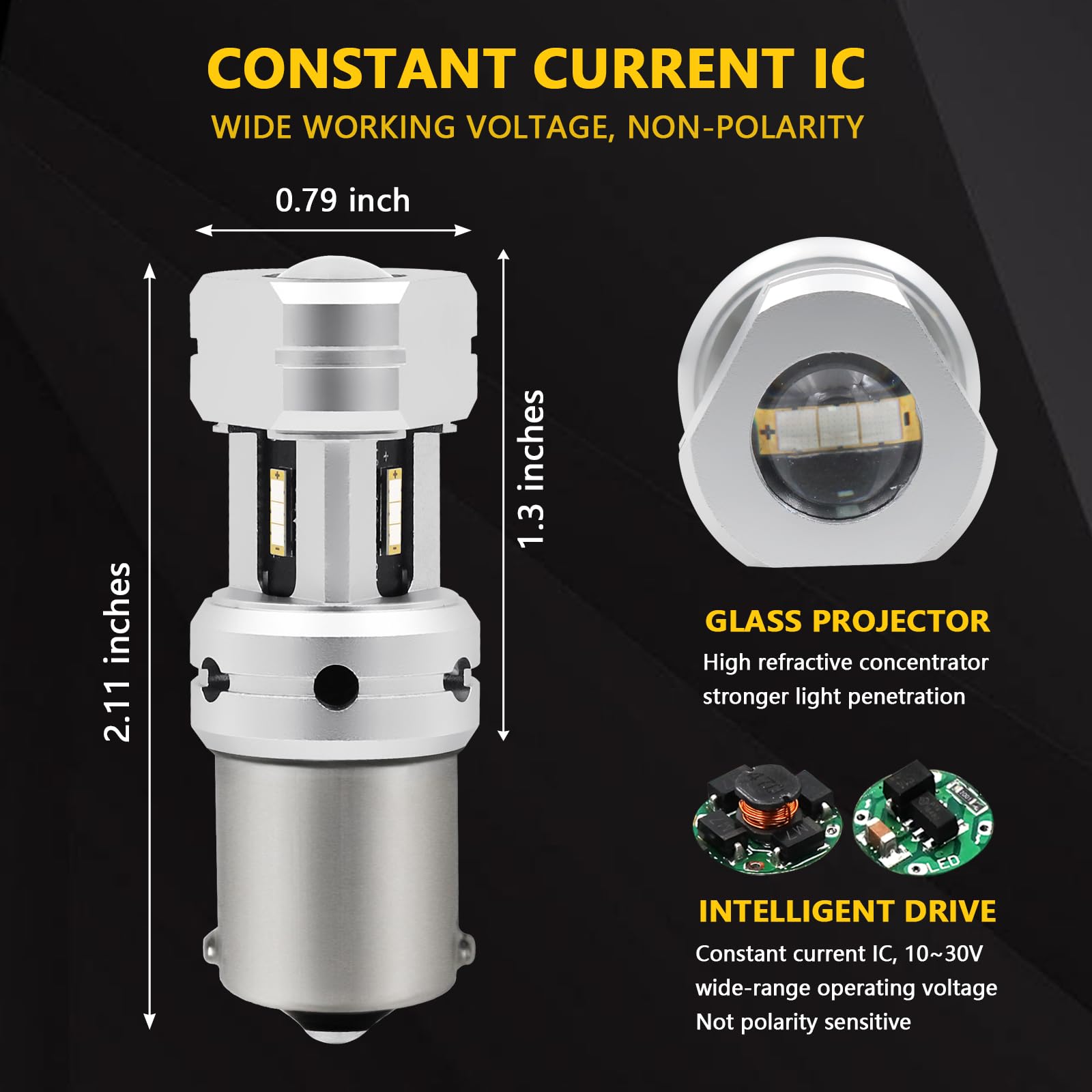 Phinlion 1156 Blue Led Light Bulbs, Super Bright 12V 24V P21W 7506 Ba15S Led Replacement For Reverse Drl Daytime Running Lights