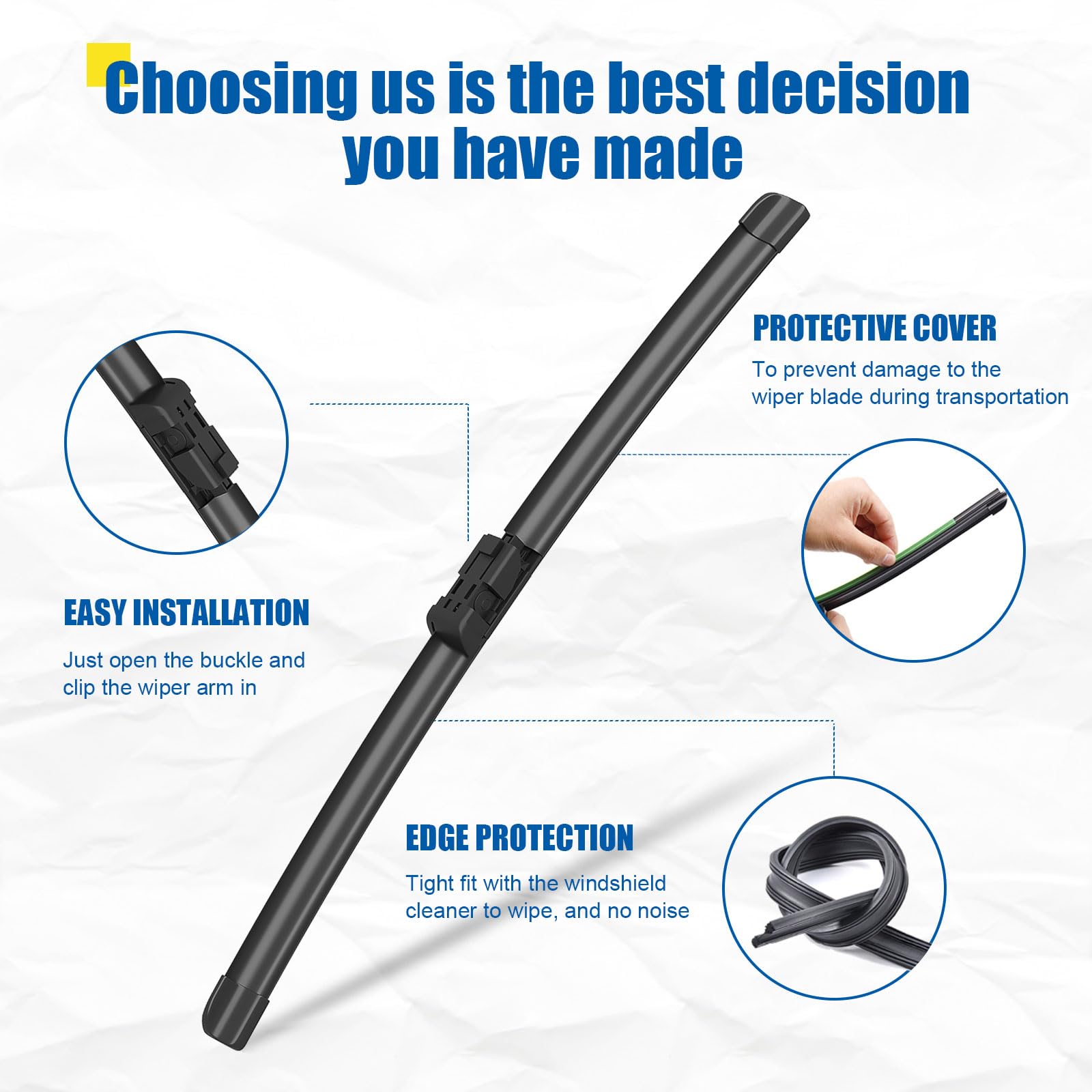 Hrsno 26''+22'' Windshield Wipers With 12'' Rear Wiper Blade Sets Automotive Replacement For Volkswagen Atlas 2018-2023,Atlas Cr