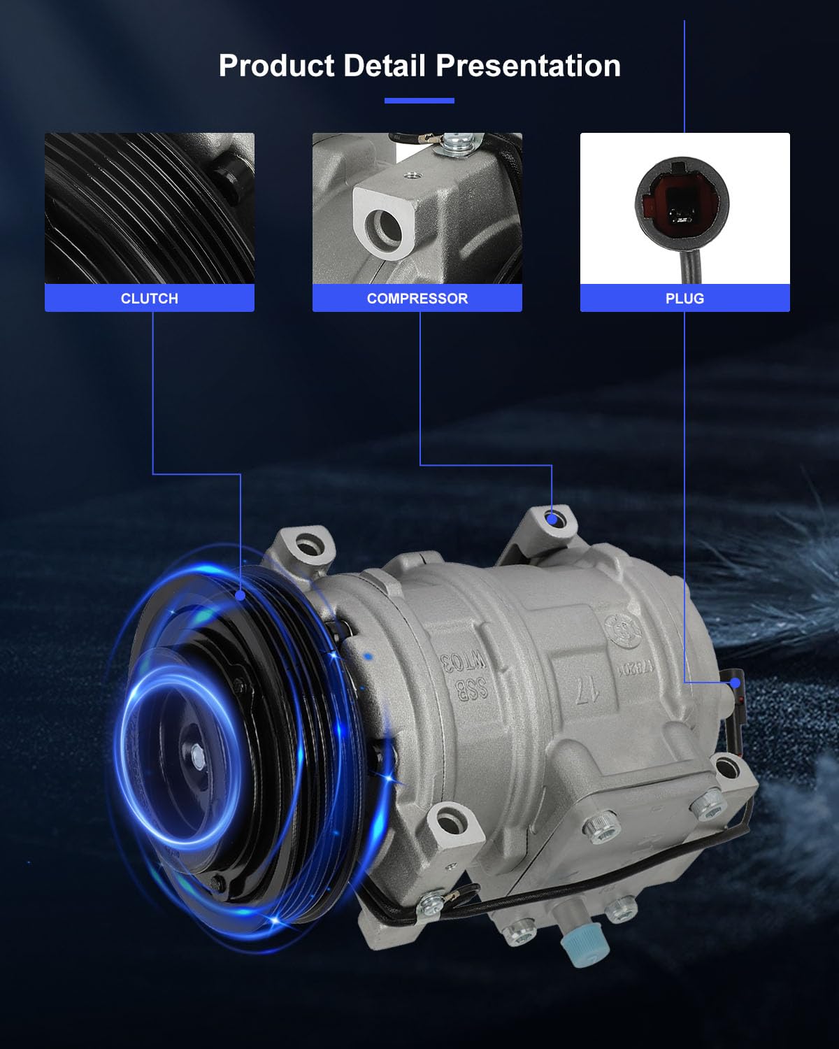 Eccpp A/C Compressor With Clutch 1993-1998 Fit For Jeep Grand Cherokee 4.0L Ac Compressor