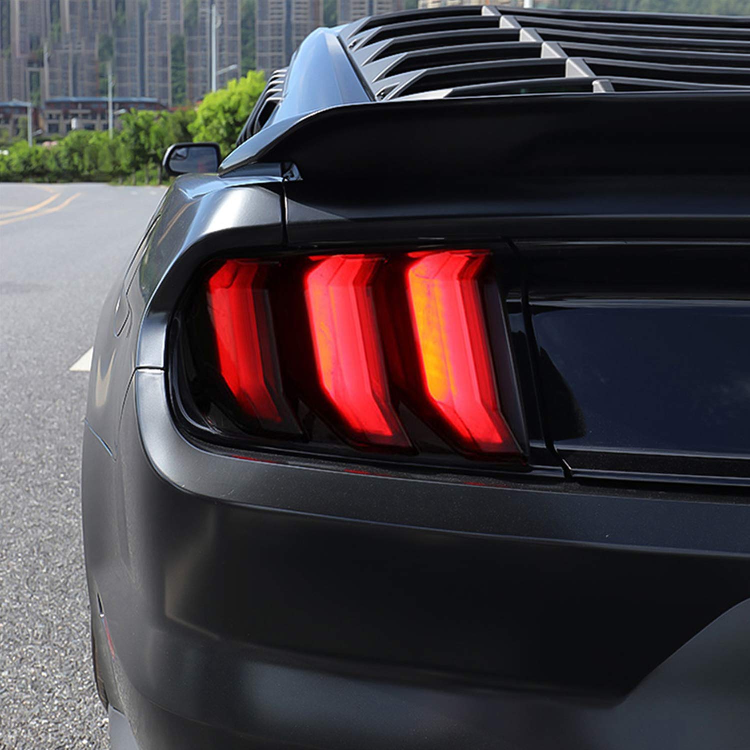 Rt-Tcz Tail Light Lamp Cover Guard Trim Frame Bezels Decoration Accessories Compatible With Ford Mustang 2018-2023(2018+ Smoke B