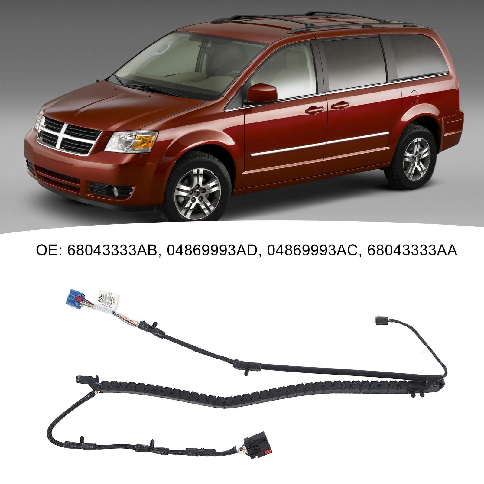 Aramox Sliding Door Wiring Harness, Left Driver Side Power Sliding Door Wire Harness, 68043333Ab Fit For Town Country 3.3L V6 3.8L V6 4.0L V6, For Grand Caravan 3.3L V6 3.8L V6 4.0L V6 2008-2009