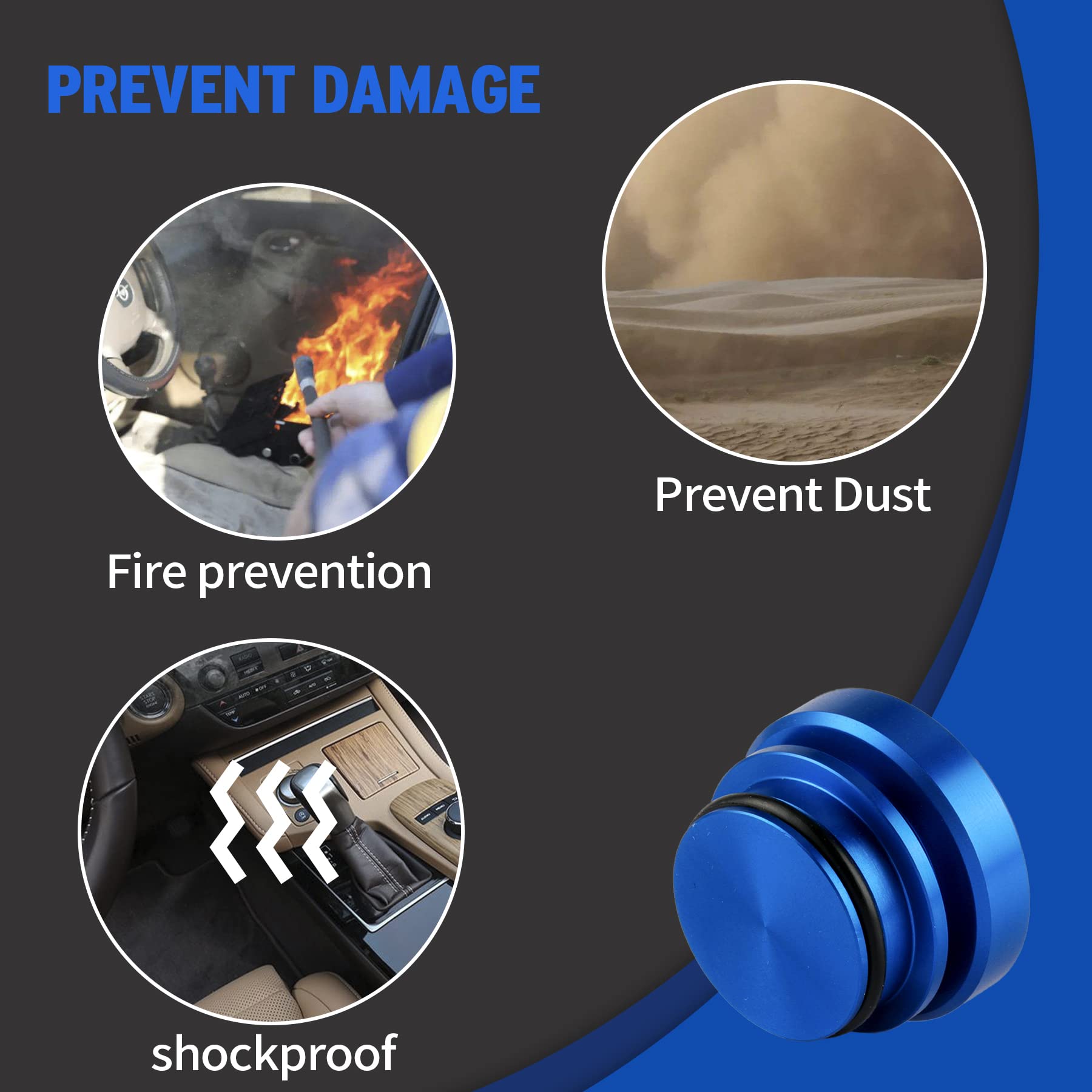 Uyye Cigarette Lighter Plug Billet Aluminum Dustproof Plug, Nitrous Button, Car Interior Accessories Fits Most Automotive Vehicl