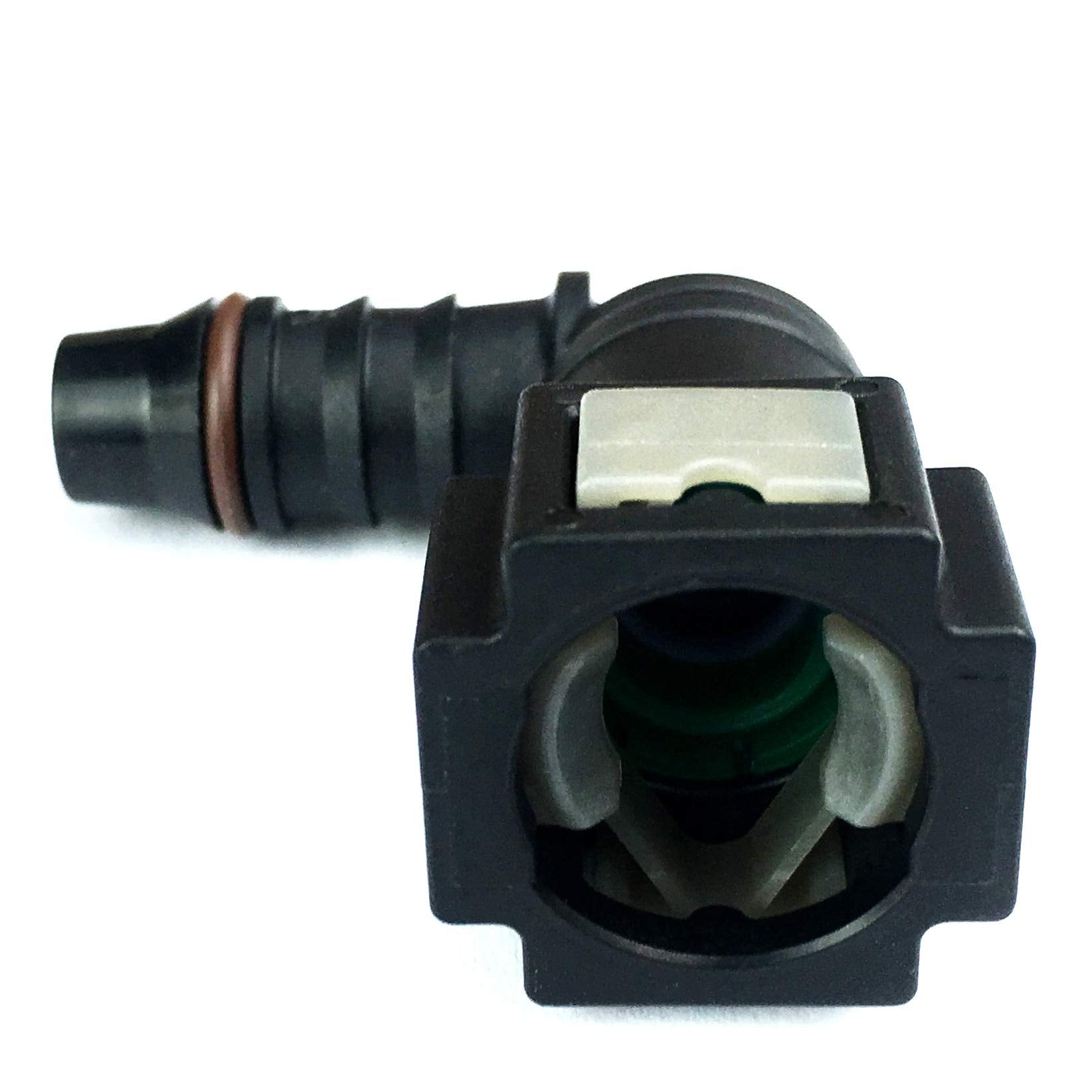 Fuel Line Quick Connector 1/4 Bundy Female To Barb 90 Degree Quick Dis-Connect Adapter For 1/4 Steel To 1/4 Inch Id Nylon Tubing, Pack Of 2