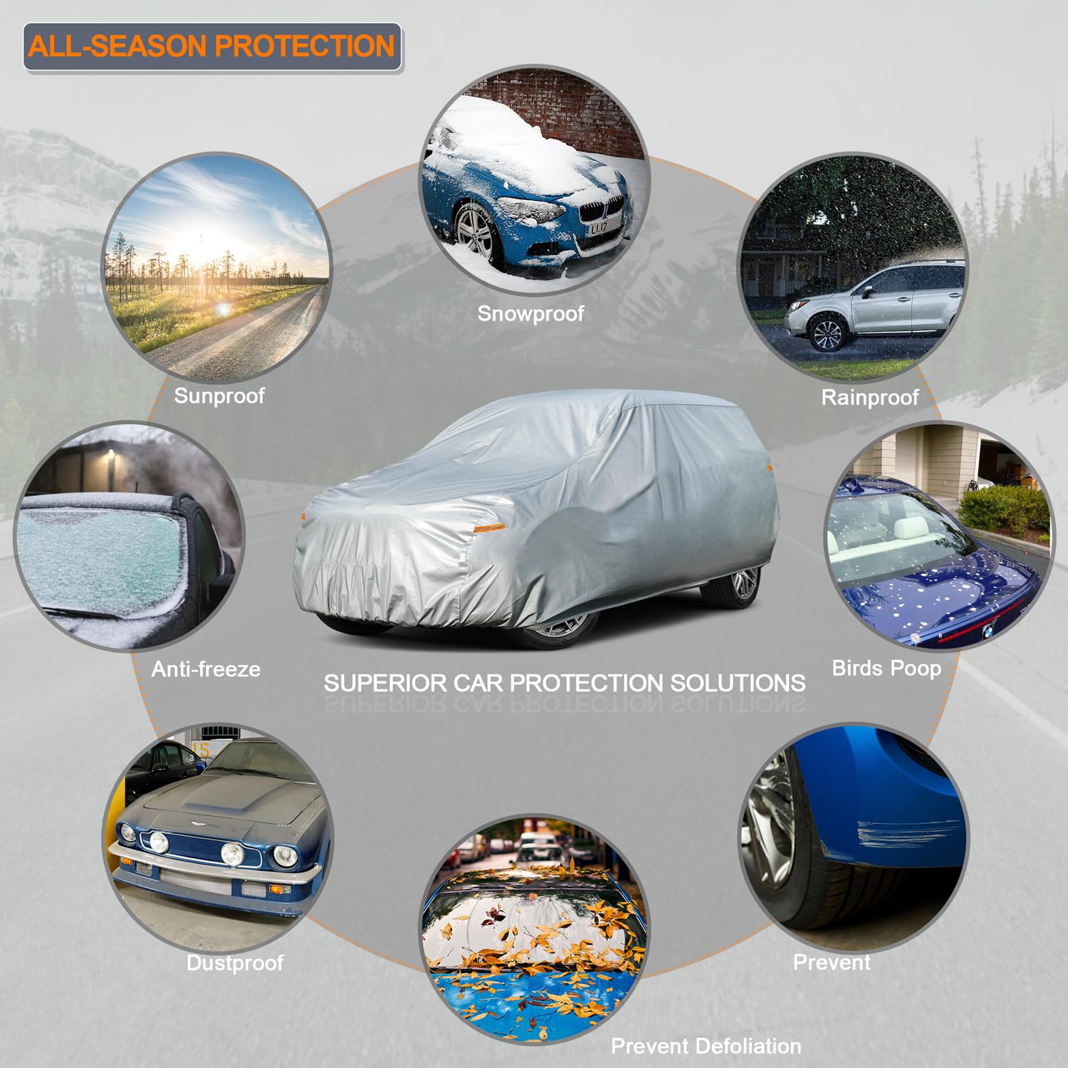 Kayme Large Suv Car Cover Waterproof All Weather, Outdoor Full Size Suv Cover Rain Sun Uv Protection, Universal Fit Chevrolet Ch