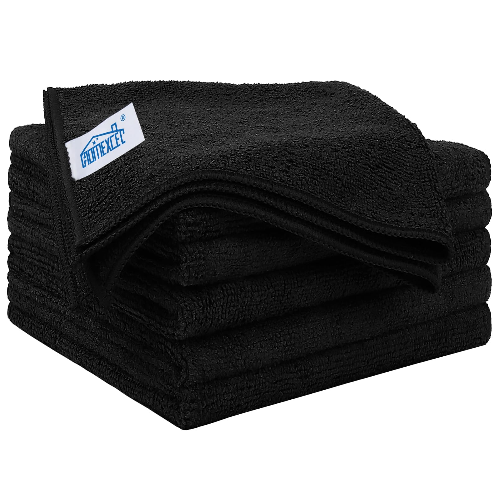 Homexcel Black Microfiber Cleaning Cloth 6 Pack, 12.5 X 12.5 Inch Microfiber Towels For Cars, Ultra Absorbent Car Washing Cloth,