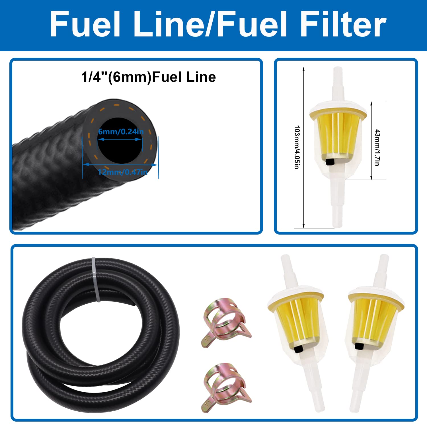 Tnisesm 5Pcs 808656 Fuel Pump, Fuel Filter For Small Engine Tractor Replacement 808656 691034 692313 808492 Lawn Mower