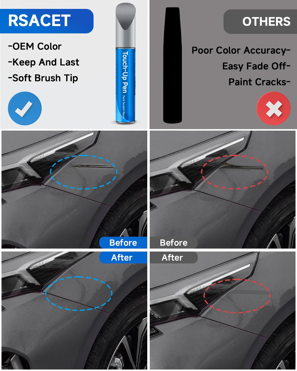 RSACET Steel Grey(KLG) Touch Up Paint Compatible with Kia Exact Match Touch Up Paint Car Scratch Repair