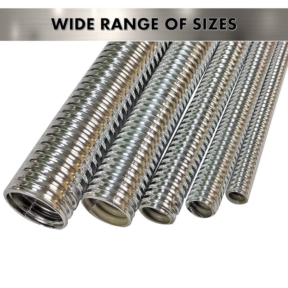 Bentley Harris ConvoShield Aluminized Nylon Wire Loom Tubing - 5/8'' Inch Diameter - 39    Inch Long | Chrome Finish Wire Loom |