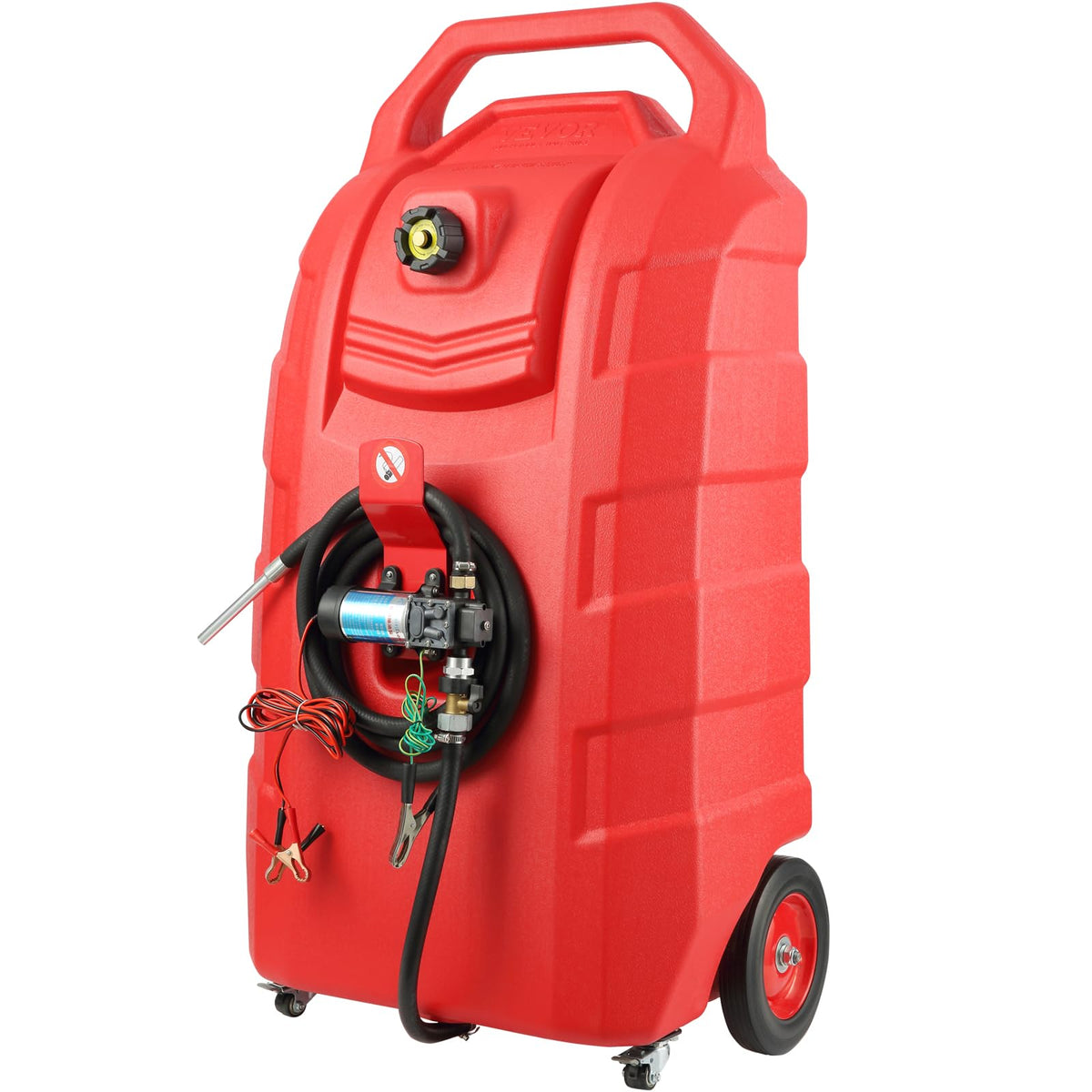 VEVOR Fuel Caddy, 32 Gallon, Portable Fuel Storage Tank On-Wheels, with 12V DC Transfer Pump, Gasoline Diesel Fuel Container wit