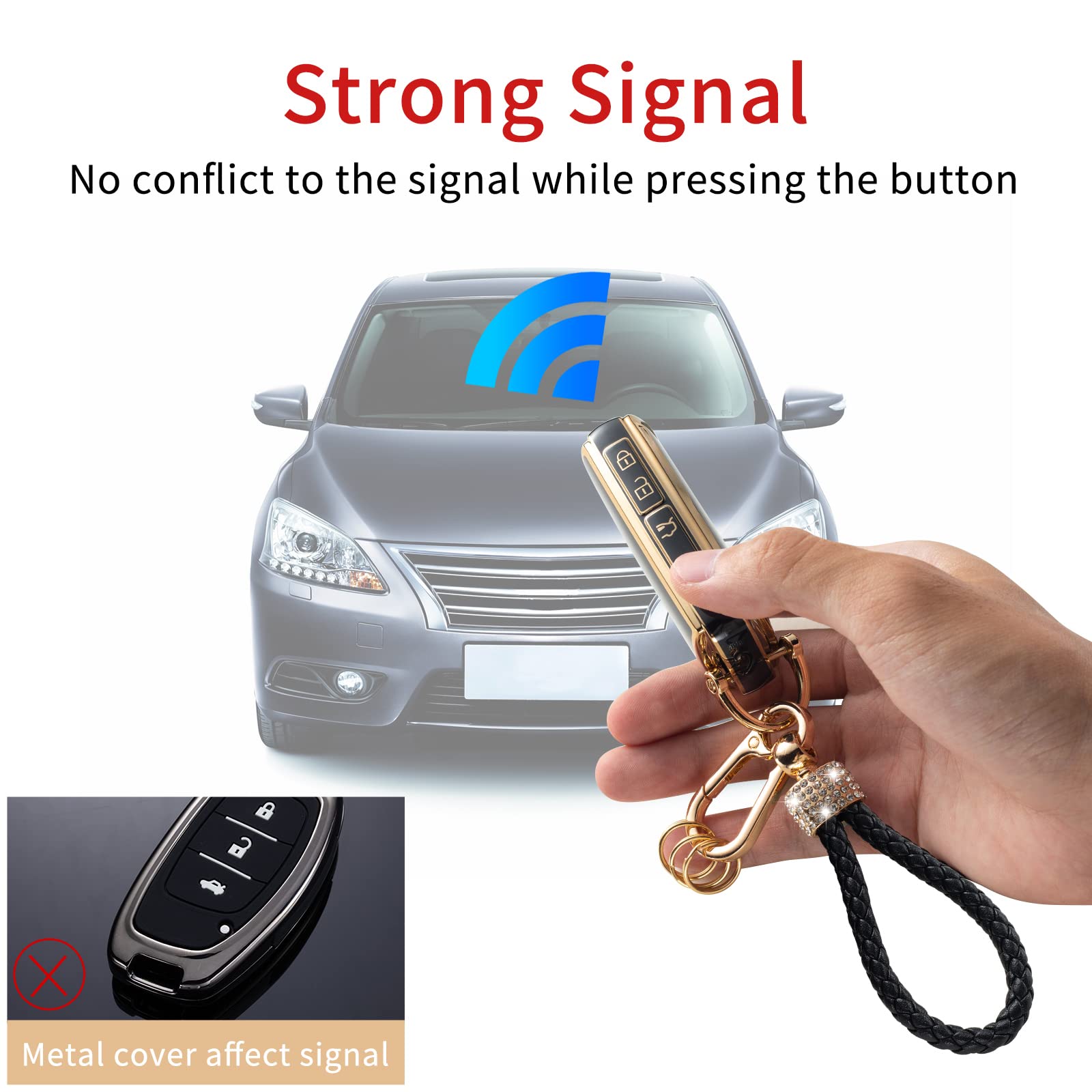 Gematay Mazda Key Fob Cover With Keychain Lanyard, 3-4 Button Smart Remote Protector Shell For Mazda 3, Cx-5, Cx-30