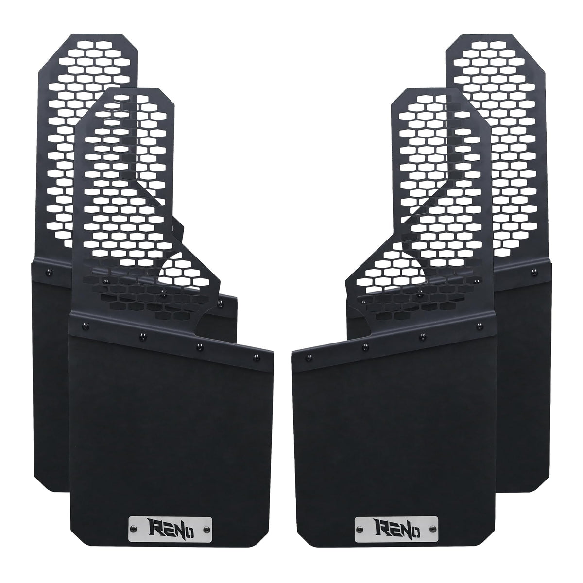 RENO Mud Flaps, Driver + Passenger Sides Splash Guards Heavy Duty Vehicle Sediment Protection Compatible with Universal Off-Road