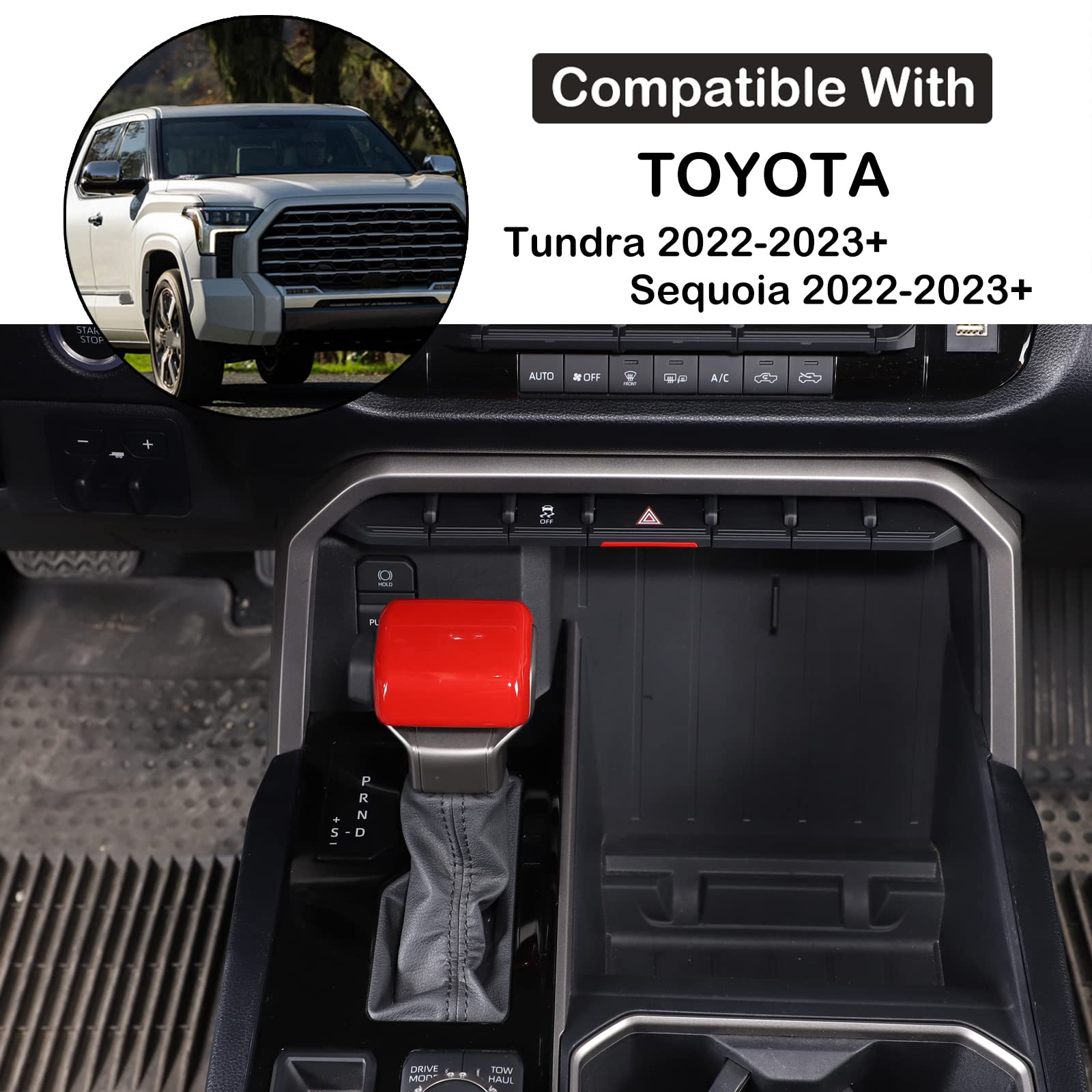 Aunginsy Shifter Gear Hand Brake Trim Cover Compatible With Toyota Tundra/Sequoia 2022-2024 Tacoma 2024 Car Center Console Gear