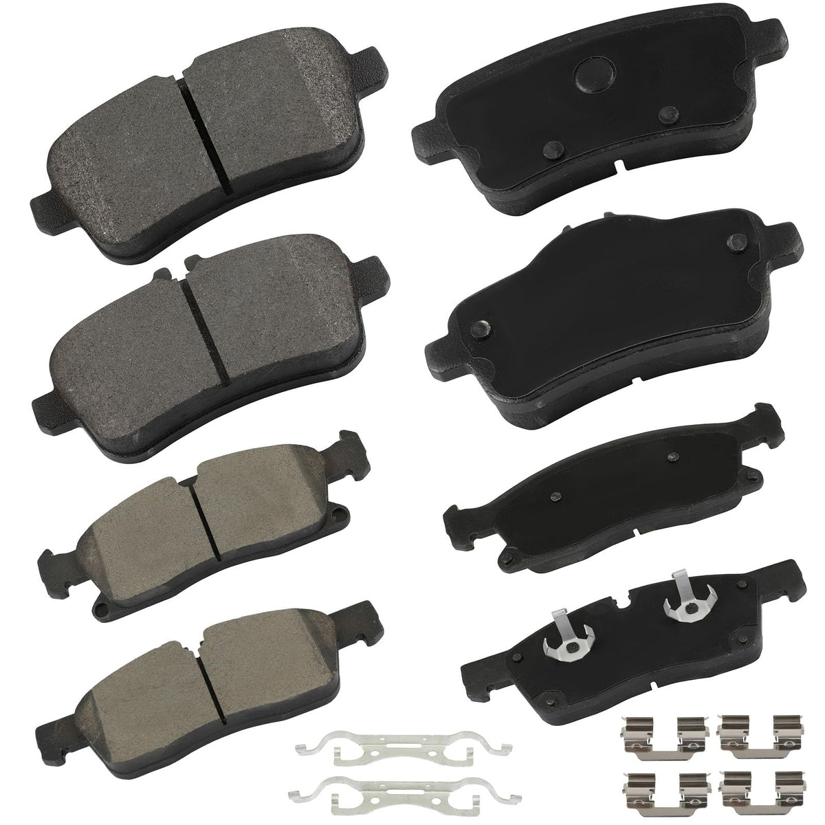 Cciyu D1629 Front(Ceramic) & D1630 Rear(Semi-Metal) Disc Brake Pads Set W/Hardware Fit For Mercedes-Benz For Gle300D 16/For Gle3