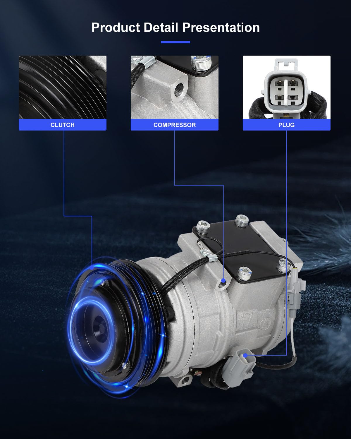 ECCPP A/C Compressor with Clutch 1998-2003 Fit for Toyota Sienna 3.0L AC Compressor