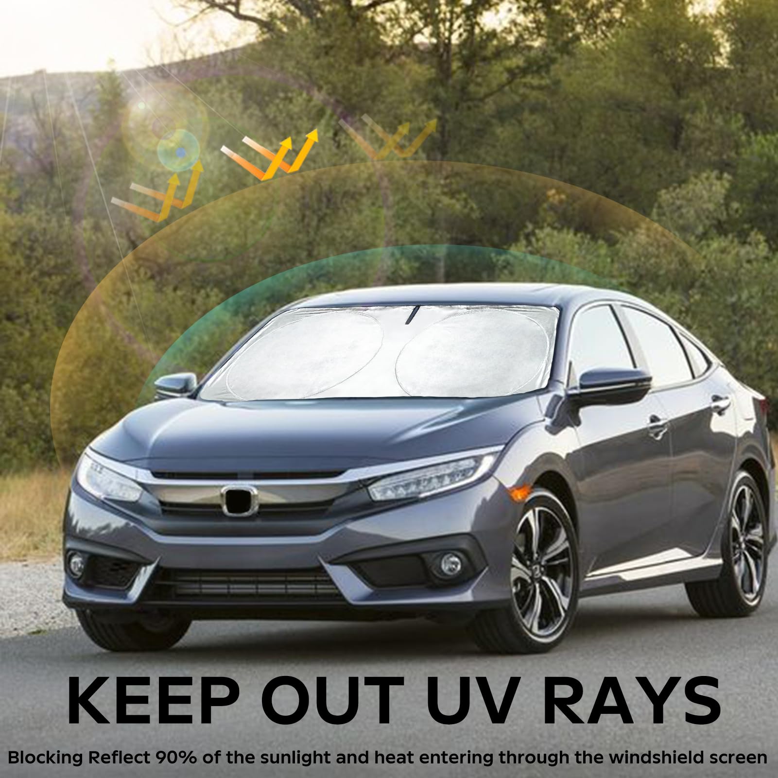 Sunshade For Honda Civic 2022-2024 2025 Sun Shade, Front Window Sun Visor Windshield Cover Custom Fit Civic (Not For 2022 Sport)