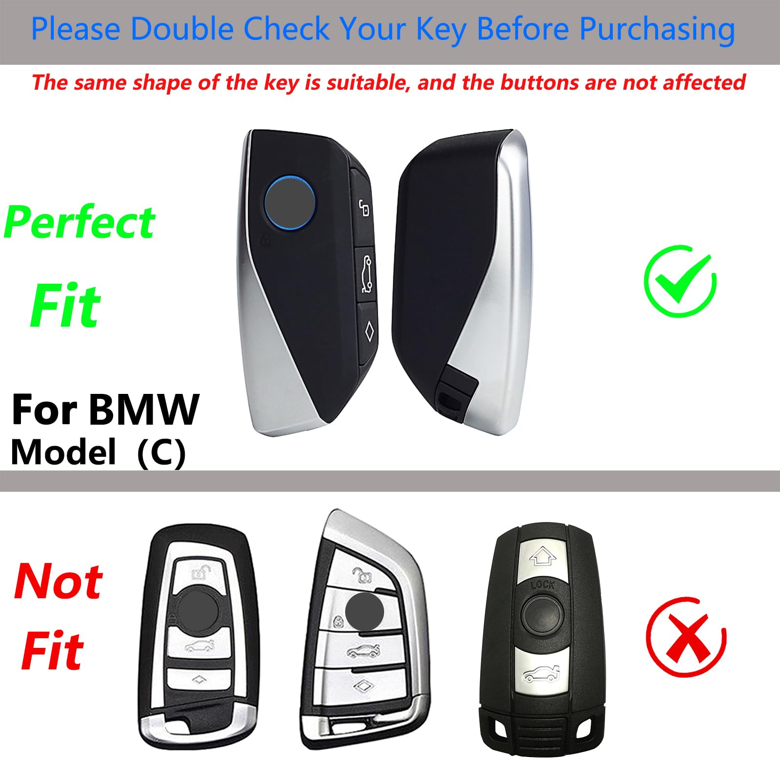 Slaknok For Bmw Key Fob Cover With Keychain,Real Carbon Fiber Zinc Alloy Protection Key Case Compatible With 2023 2024 3 7 Series X1 X5 X6 X7 I7 Xi Key Shell Keyless Smart Remote Accessories
