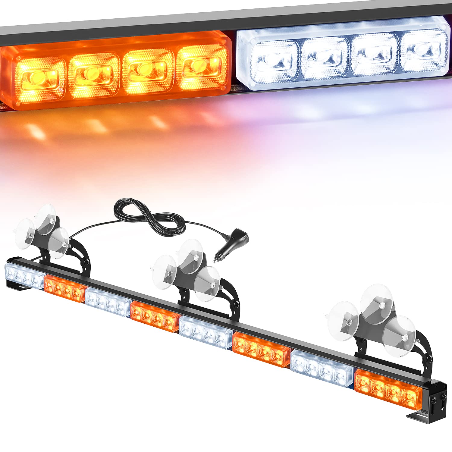 Nilight Traffic Advisor Emergency Strobe Light Bar 35Inch 32Led 21 Flash Patterns Directional Safety Warning Lights With Cigar L