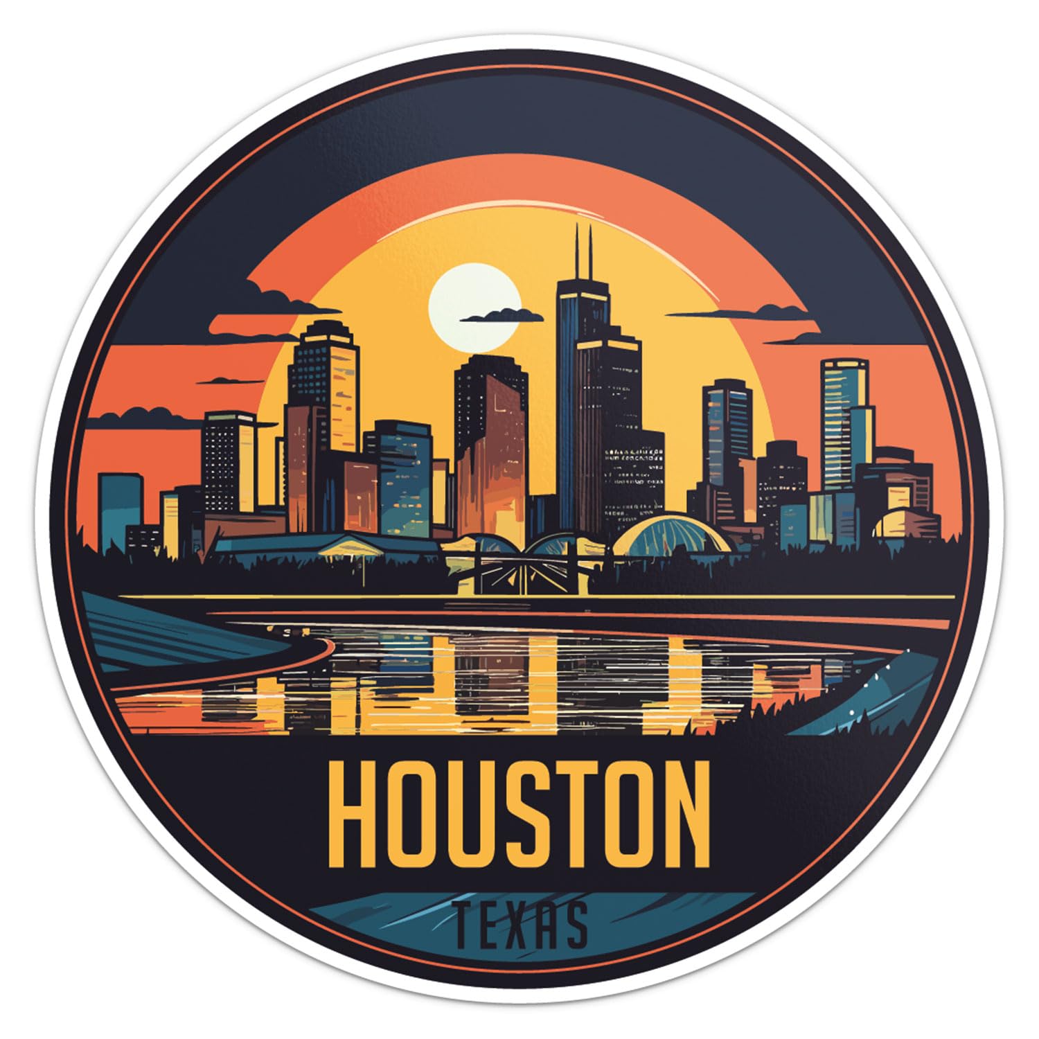 Houston City Sticker - Waterproof Vinyl Decal for Car Bumper, Laptop, Water Bottle, Wall, and Window, Size - 3'' Longer Side