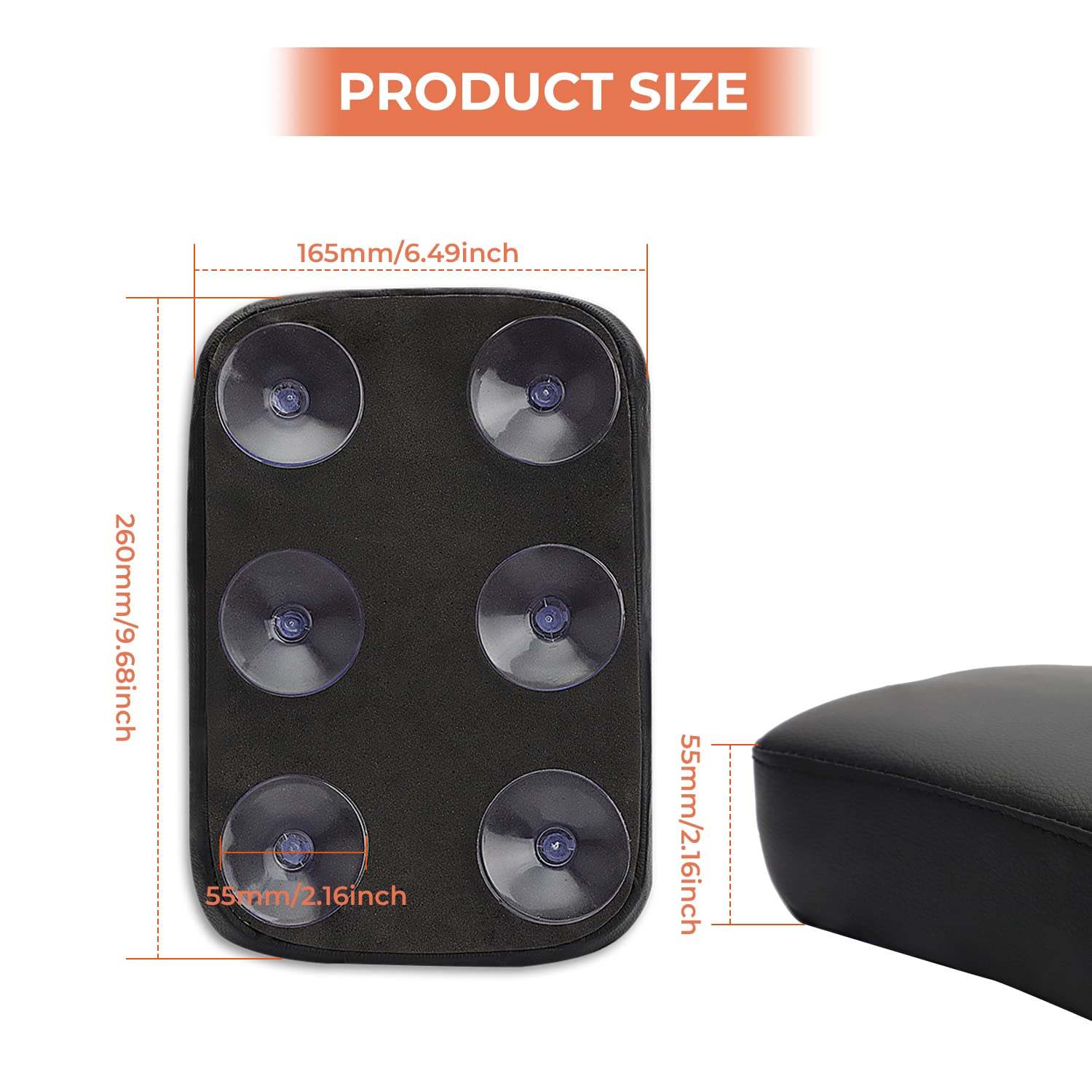 Alpha Rider Motorcycle Rectangular Pillion Passenger Pad Seat 6 Suction Cup For Harley Custom Chopper