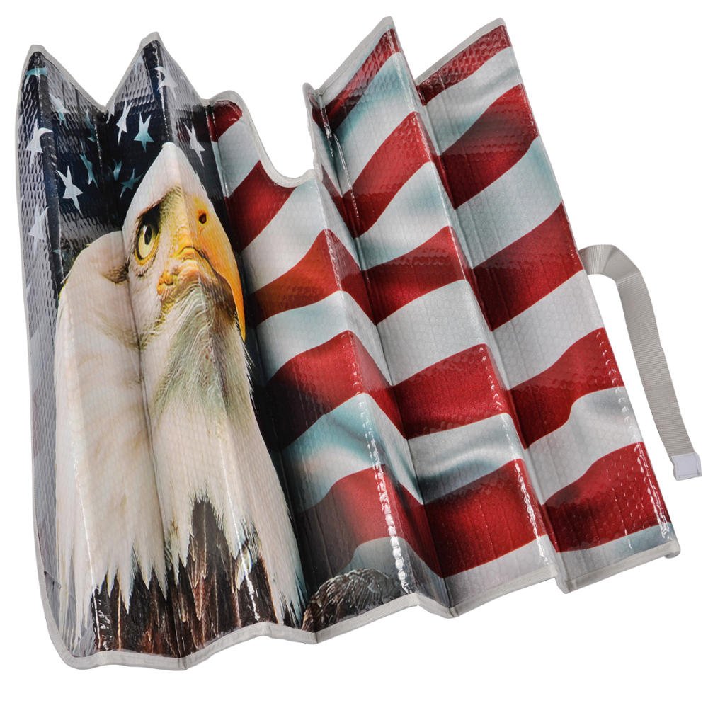 Bdk Usa Patriotic American Flag Sun Visor For Car Windshield Cover - Bald Eagle Truck Window Shade 4Th Of July Car Flag Sun Viso