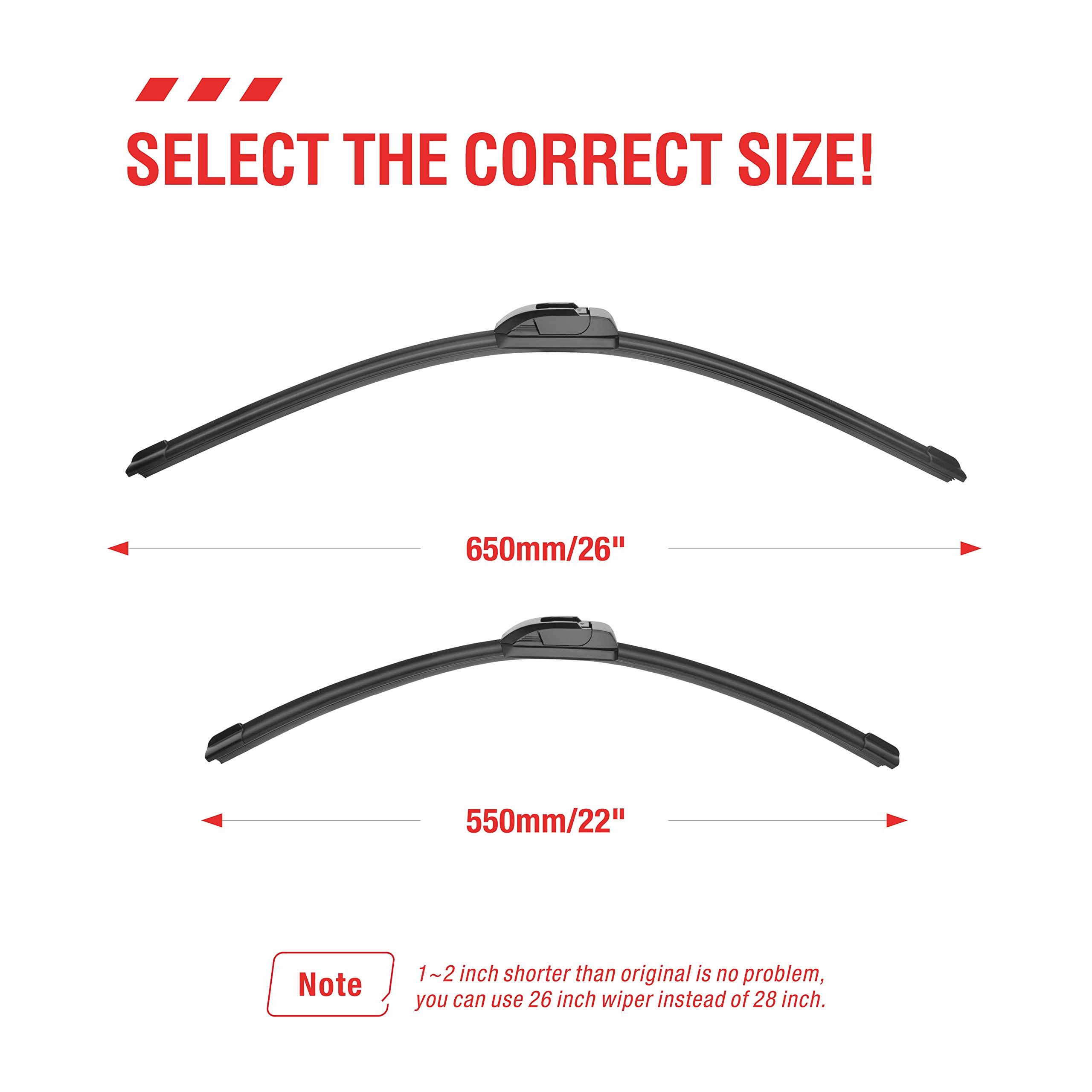 Oem Quality Performance Premium Windshield Wiper Blades 26 And 22,All-Season Auto Replacement Windshield Wiper Blades,Fit Honda