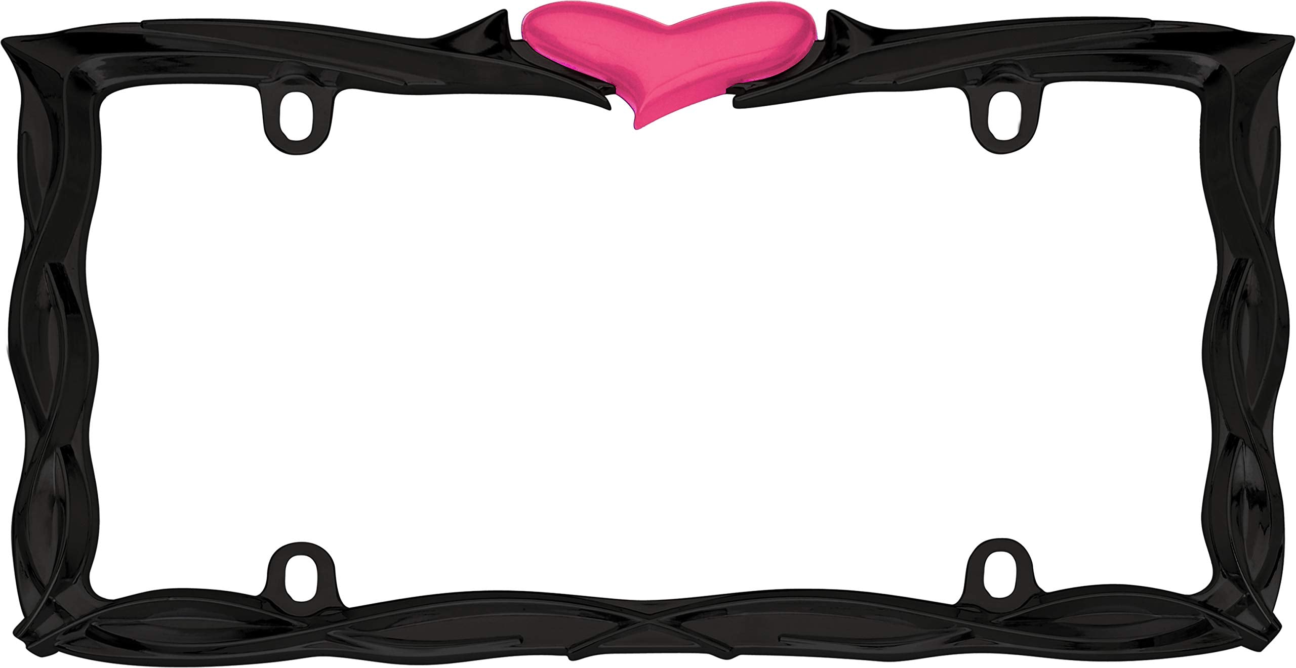 Cruiser Accessories 22456 Heart License Plate Frame, Glossy Black/Pink