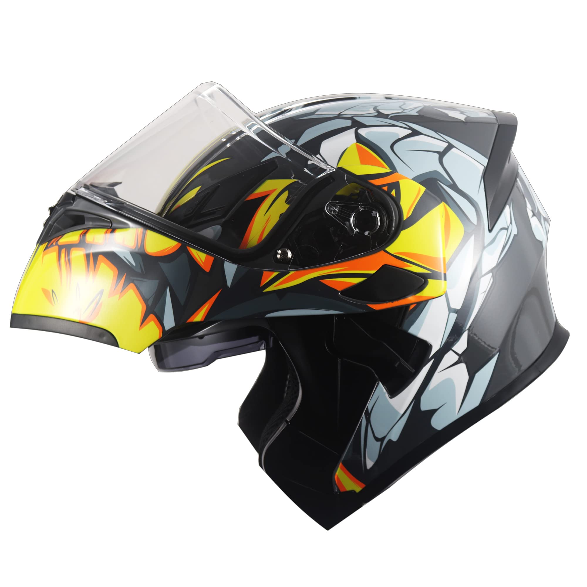 Kypara Motorcycle Dual Visor Flip Up Modular Full Face Helmet With Dot Certification Of Impressionism (Xl, Ghost Rider)