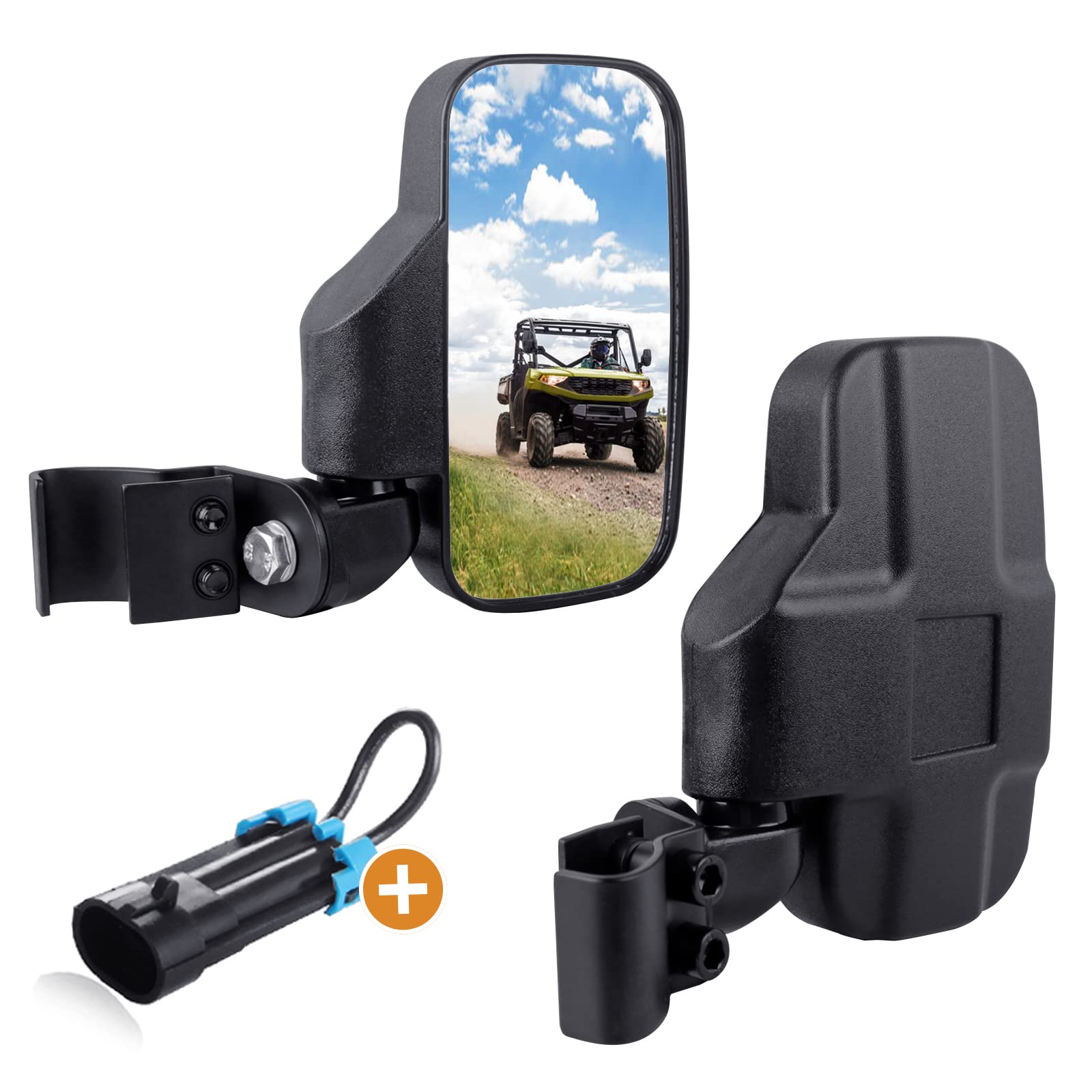 Unigt Utv Rear Side View Mirrors Compatible With 2015+ Polaris Ranger 570 900 Xp 1000/Can-Am Defender Pro-Fit Cage Breakaway Sid