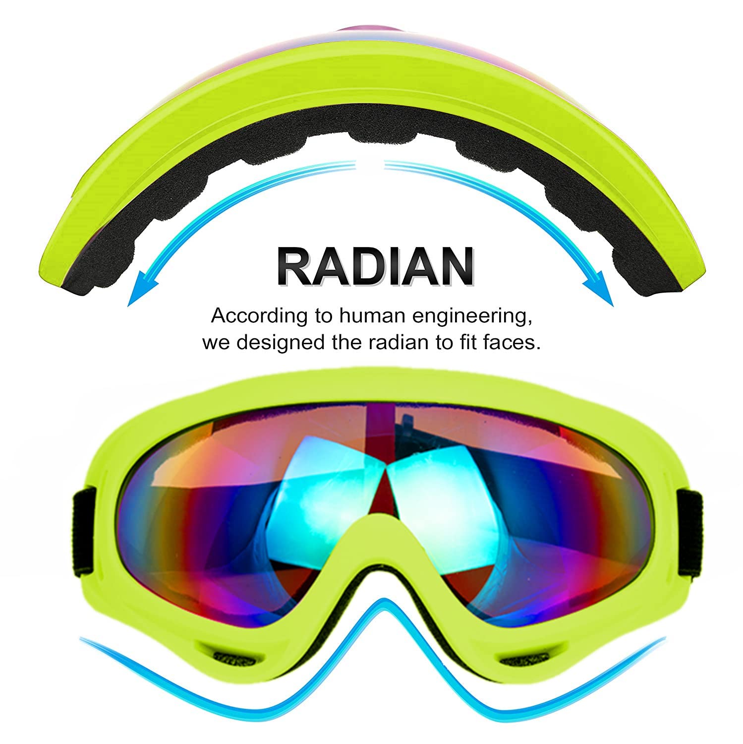 Ljdj Motorcycle Goggles,2 Pack Dirt Bike Atv Motocross Riding Hiking Protective With 2 Pack Neck Breathable Bandana Mask (Yellow