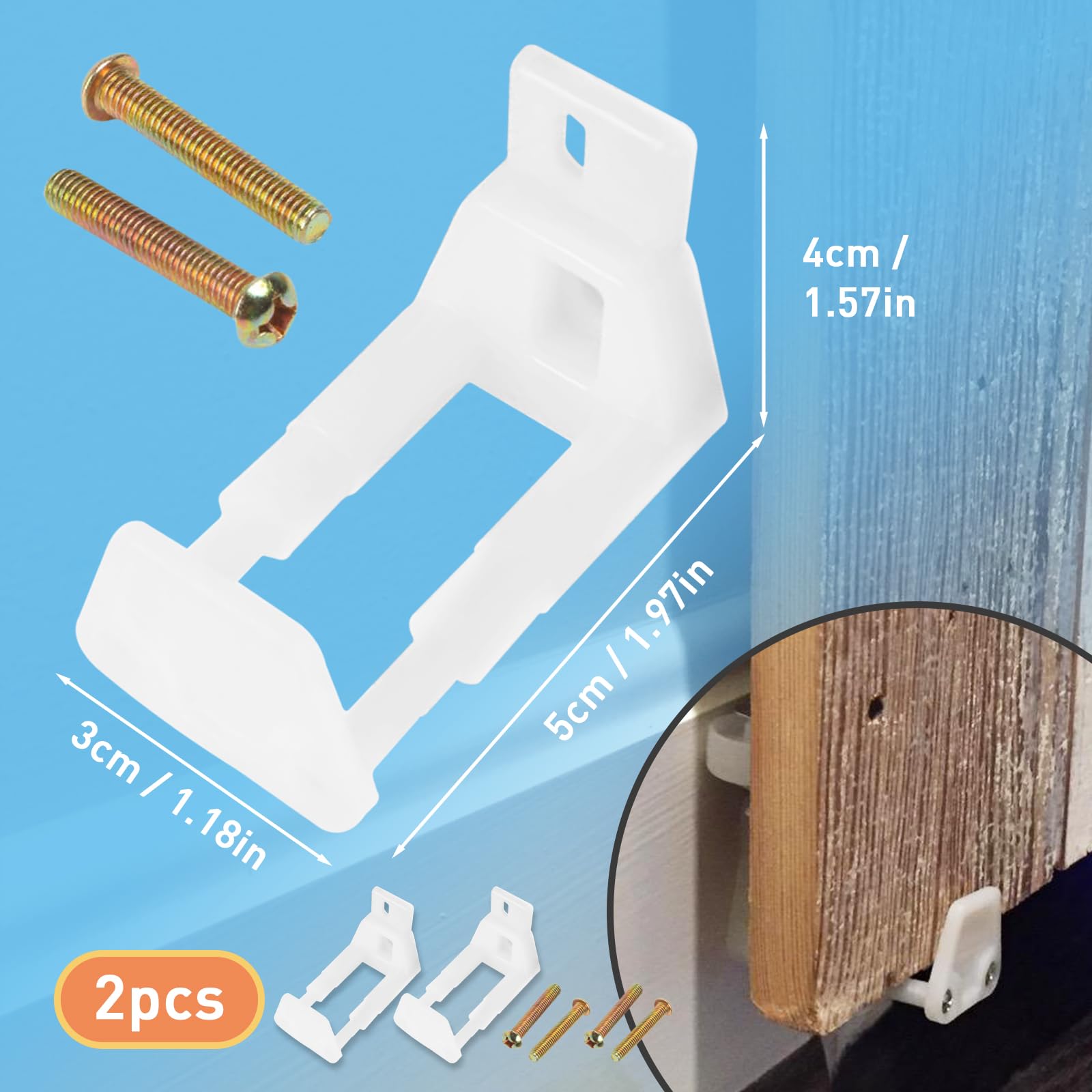 HAVANSIDY 2PCS RV Sliding Door Guide, Sliding Barn Door Hardware with Screws, White