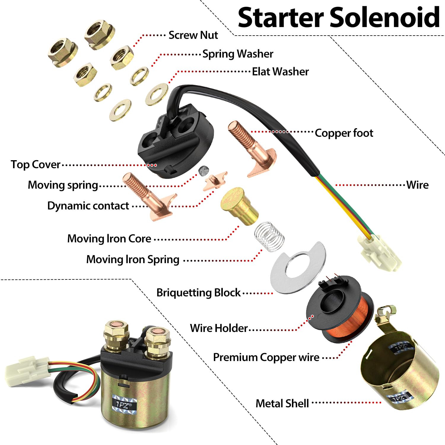 1PZ SNX-001 Starter Solenoid Relay for Honda TRX350 TRX400 TRX450 TRX500 TRX90 TRX200 TRX450ES TRX650 TRX680 Fourtrax Foreman Ra