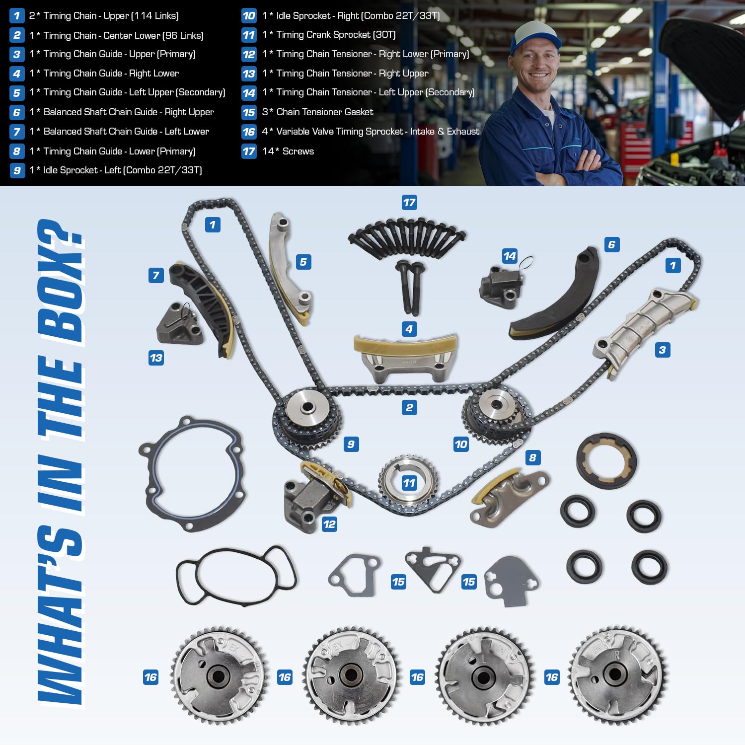 3.6 Timing Chain Kit Compatible With 2.8L 3.0L 3.6L Chevy Equinox Malibu Traverse Gmc Acadia Cadillac Cts Srx Buick Enclave W/Vv