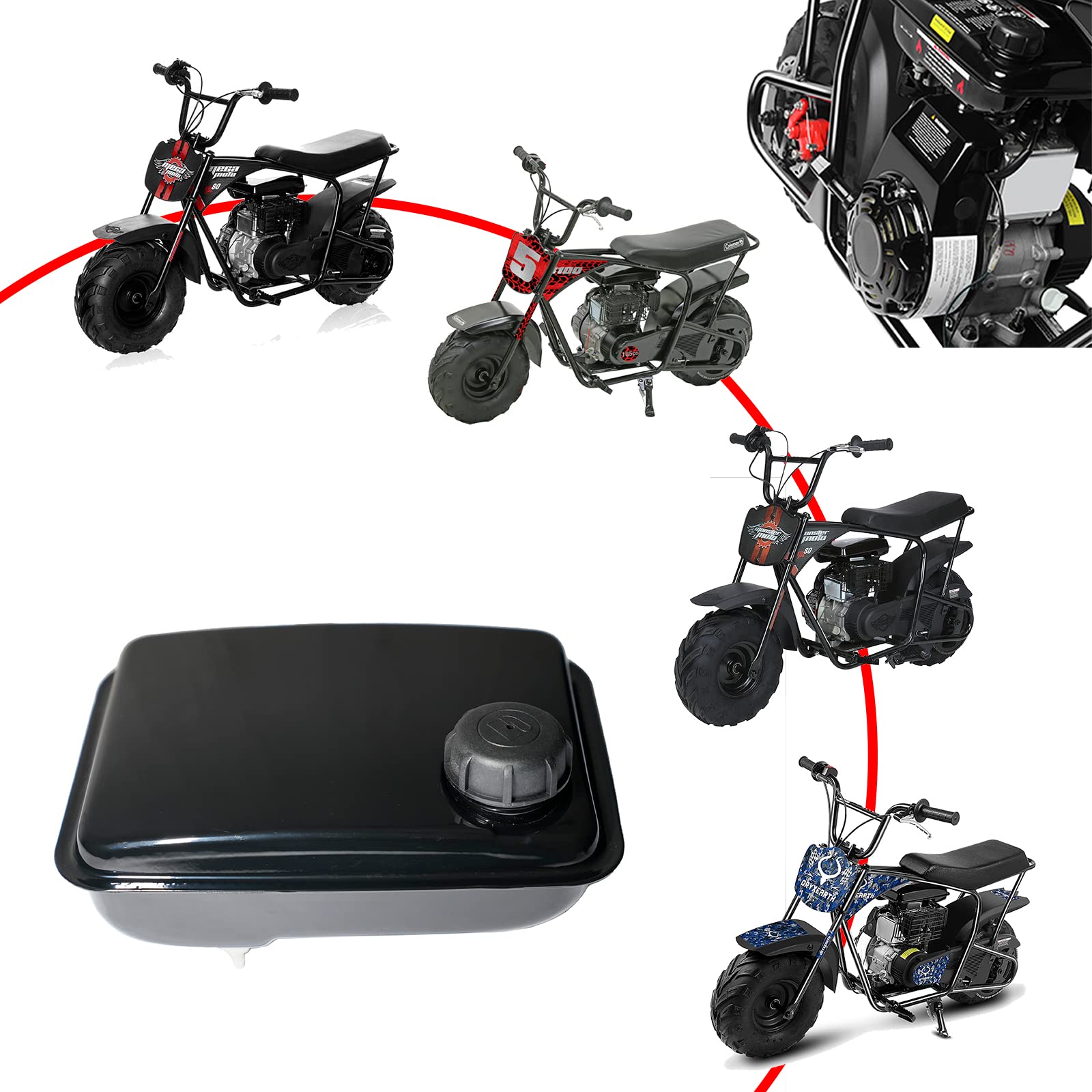 Jmchstore Vent Gas Fuel Tank For Coleman Rb100 Monster Moto 80Cc Mm-B80, Screw On Fuel Tank For Motovox Mbx10 Mega Moto105Cc Mini Bike, Mototec 105Cc 3.5Hp Kids Scooter, Mm-K80R Mega Max Go Kart