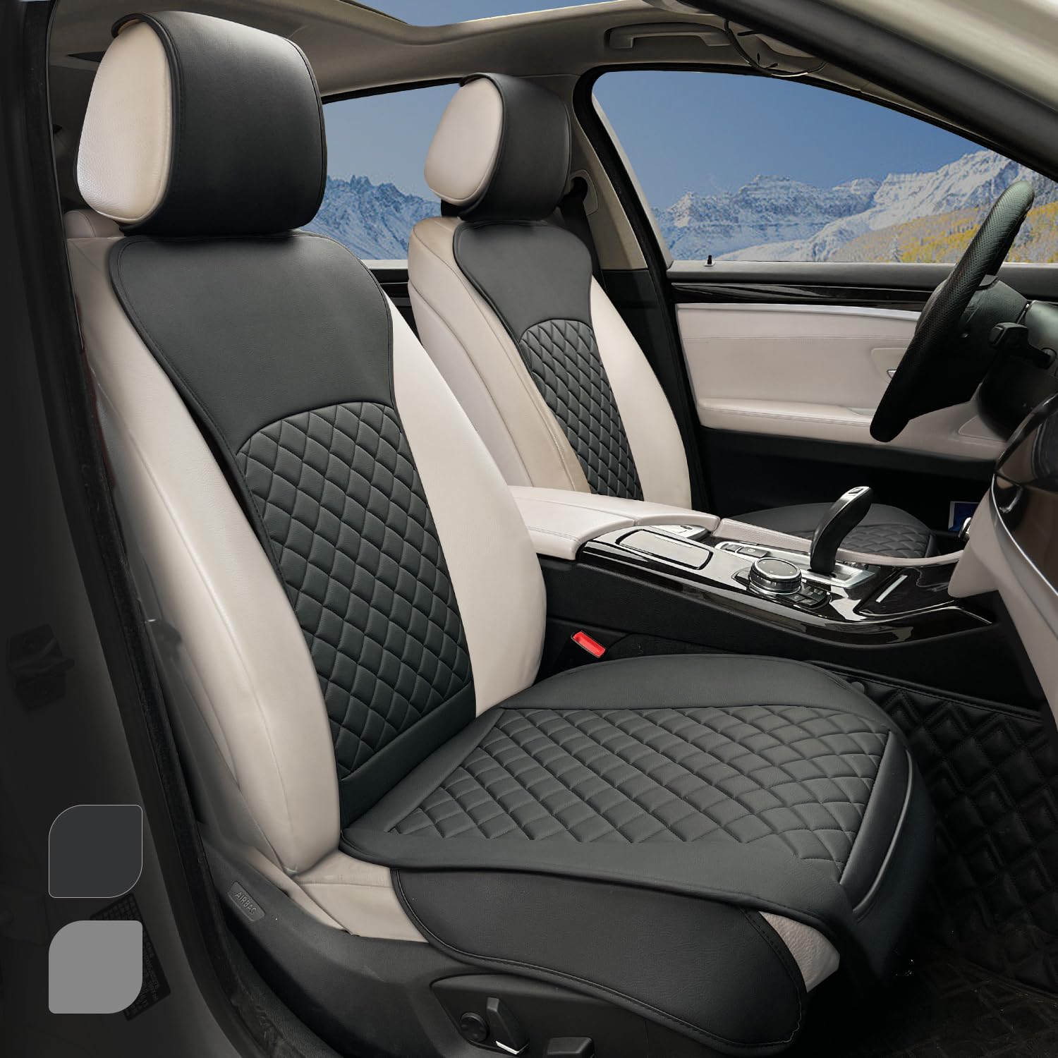 Beitk 2 Pack Leather Front Seat Covers, Universal Sideless Car Seat Protectors, Waterproof Automotive Seat Cover For Most Cars T