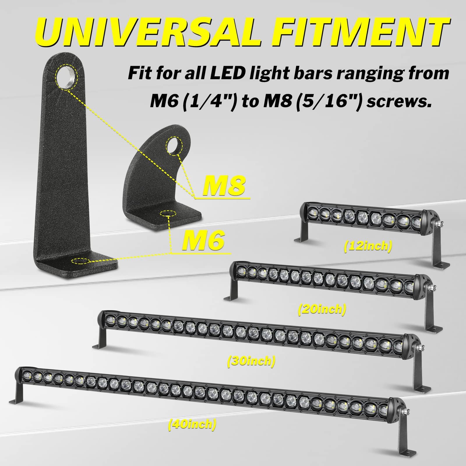 Akd Part Light Bar Mounting Brackets 2 Packs Universal Side-Mounted Brackets For Straight Or Curved Single-Row Led Light Bar Up To 52 Inch