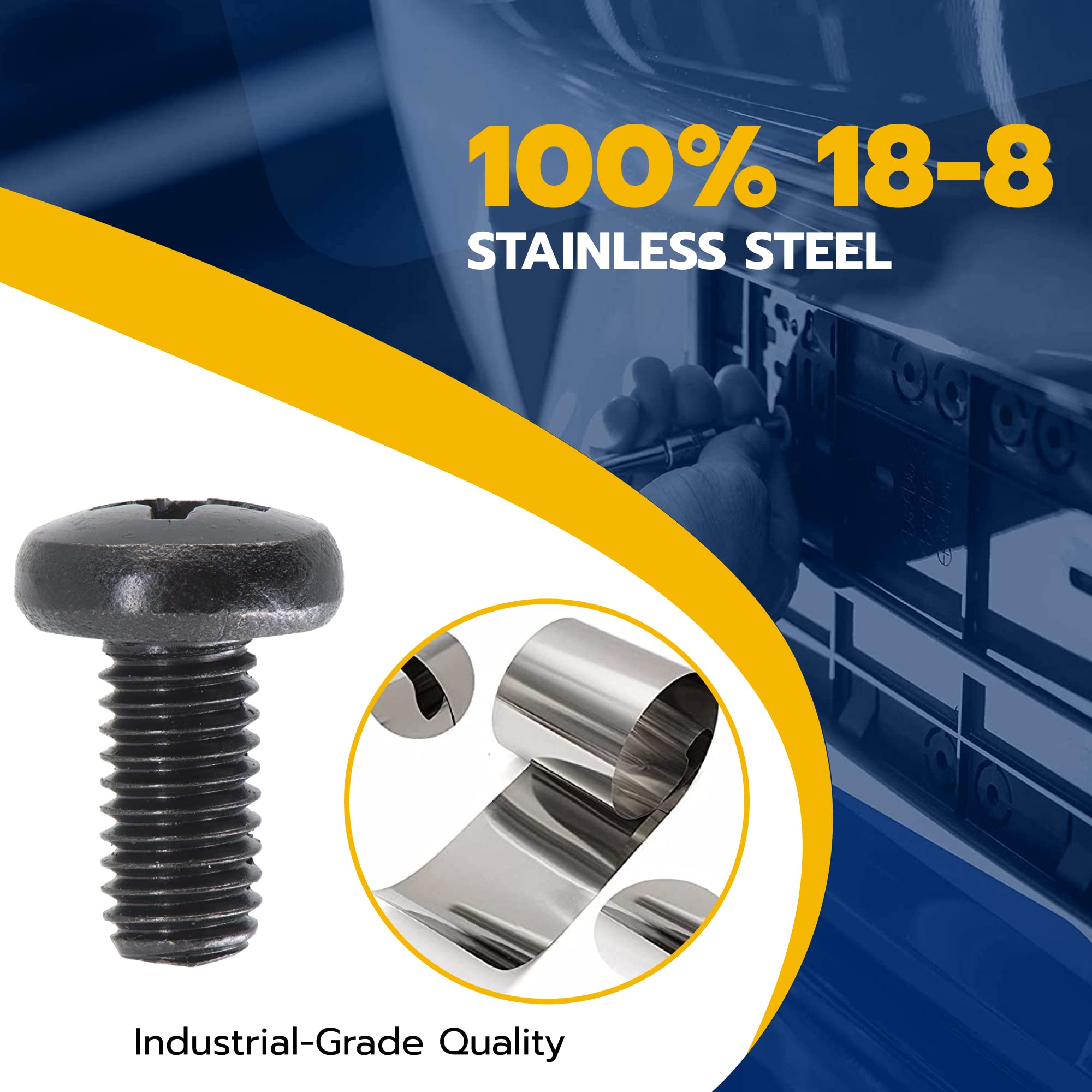 MAKERS BOLT Black Stainless Steel License Plate Screws for BMW & Tesla, M5-0.8 x 12mm, Phillips Machine Pan Head (Pack of 4)