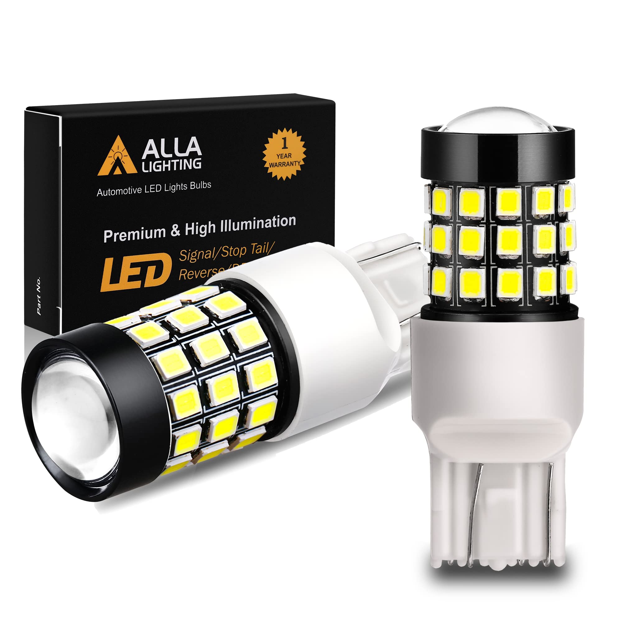 Alla Lighting Super Bright 39-Smd T20 7443 7440 W21W Led Bulb High Power 2835 Chipsets 6000K Xenon White Led Back-Up Reverse Lig