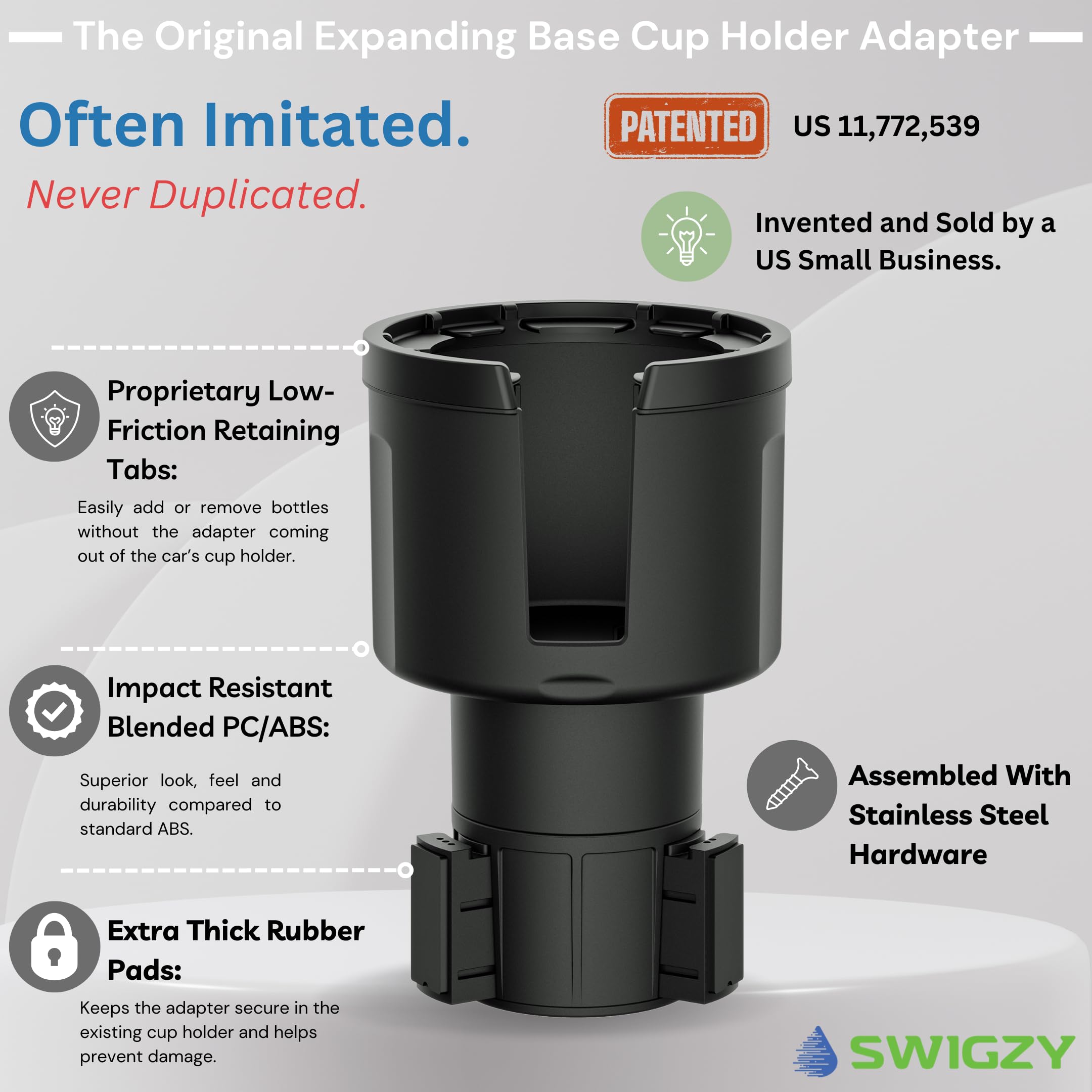Swigzy Car Cup Holder Expander, Adjustable Expandable Insert Extender, Automotive Adapter Holds Hydro-Flask, Yeti, Nalgene, Owal