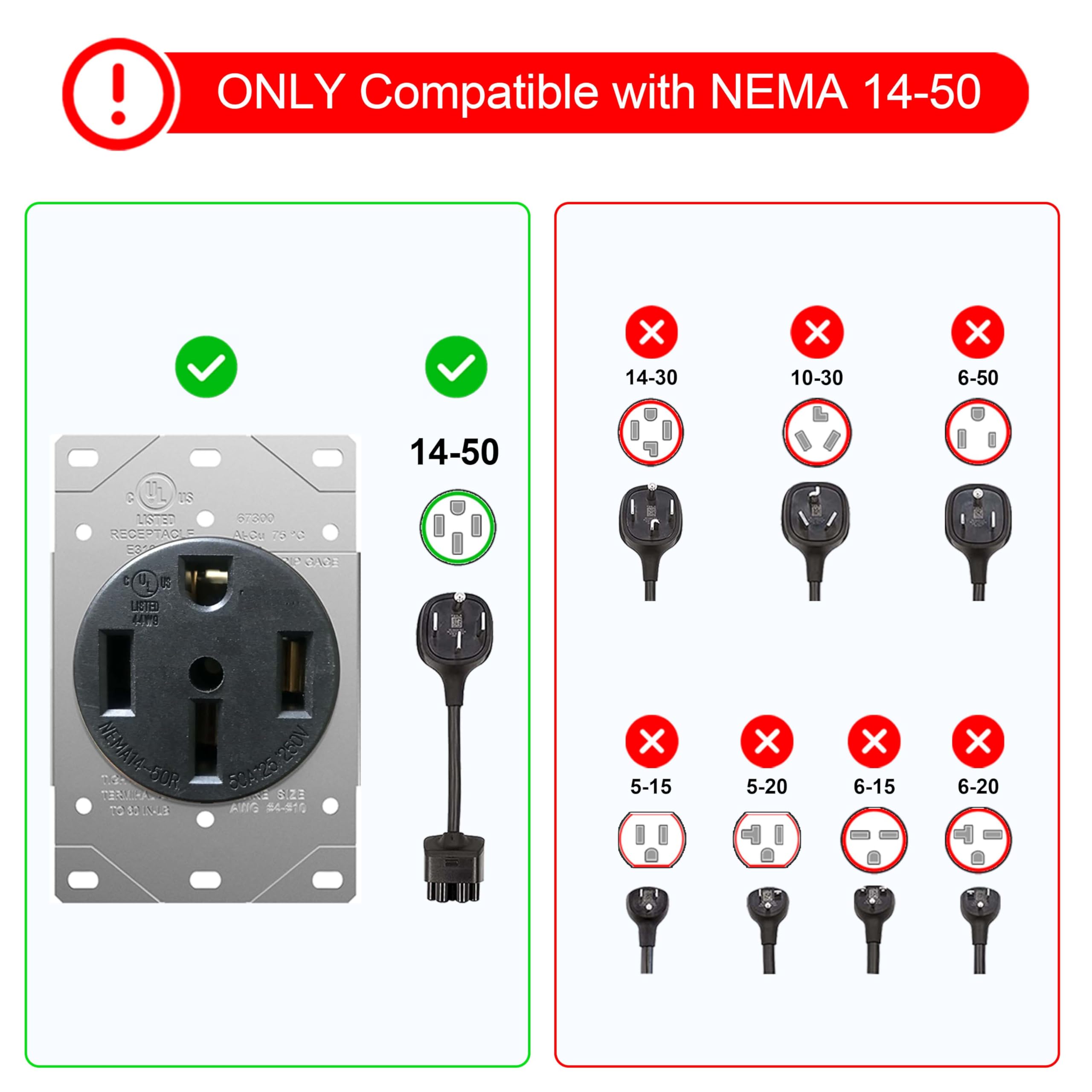 CircleCord EV Charger Adapter Cord, NEMA 14-30P to 14-50R, 30 Amp, Level 2 Charging, Blue, Model DAC4P50A