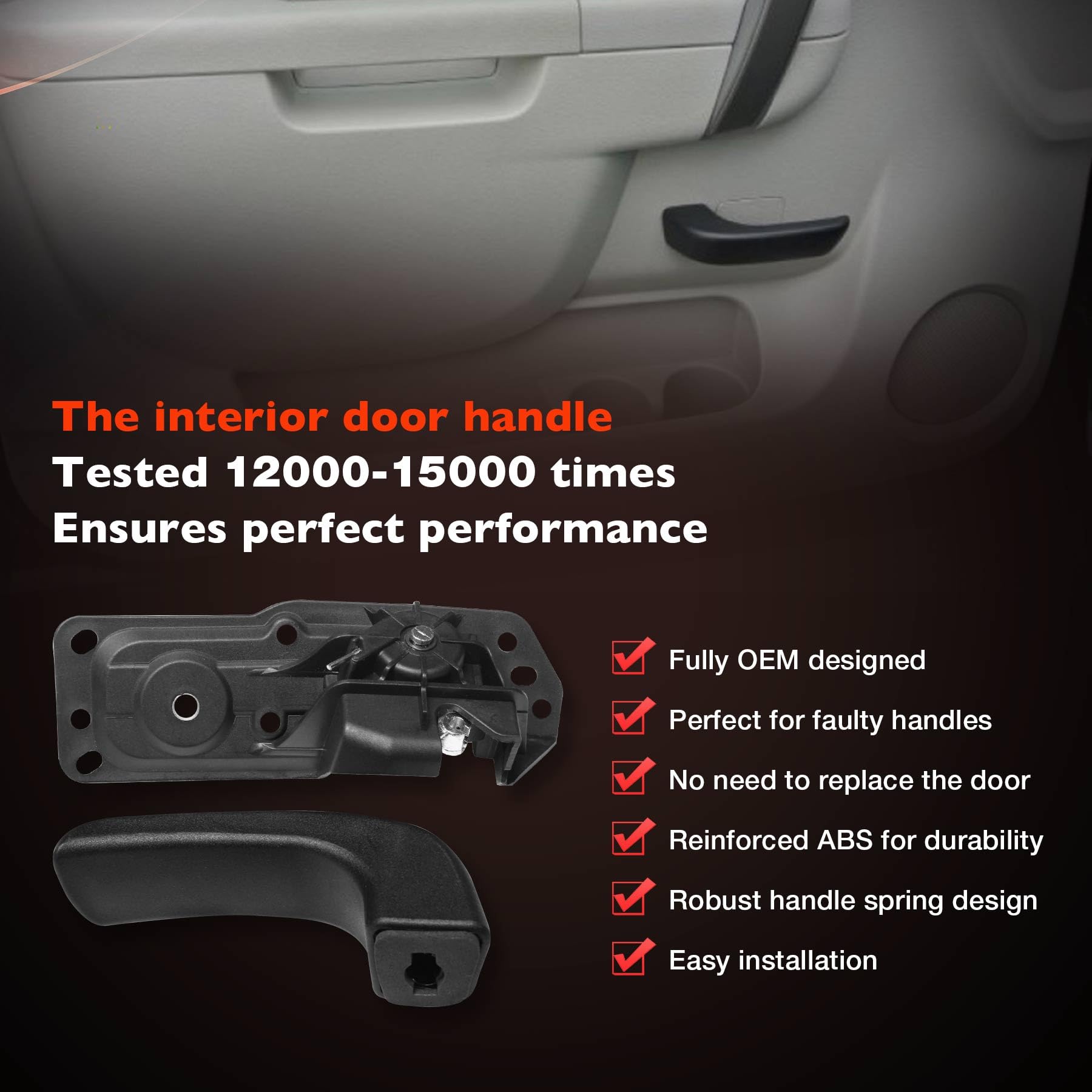 Atracypart Interior Door Handle Kit Front Left Drivers Side | For 2007-2014 Chevy Silverado, Tahoe, Suburban, Avalanche, Gmc Sierra, Yukon, Yukon Xl, Cadillac Escalade | Replaces# 20833606, 80374