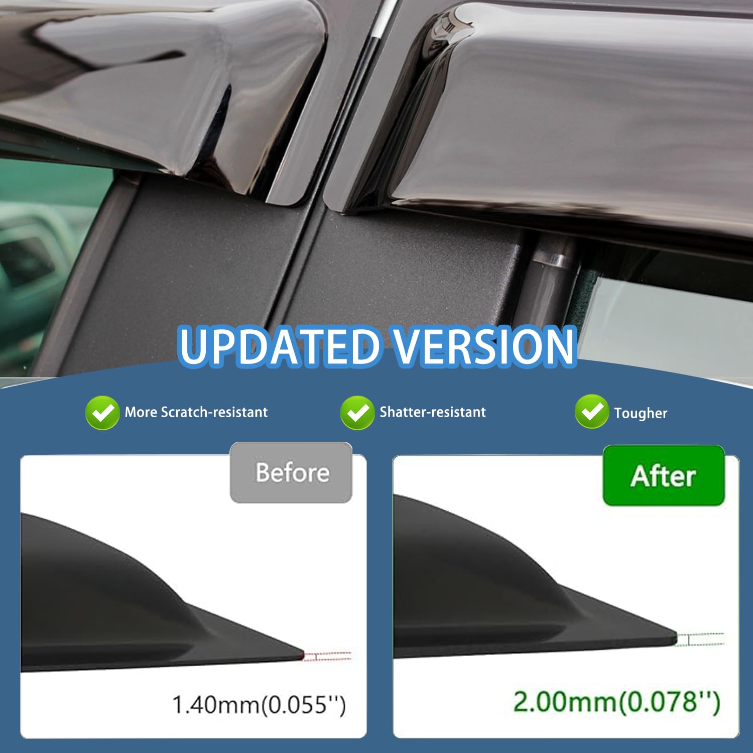 4PCS Rain Guards Window Visors Wind Deflector Fits for 1996-2000 Honda Civic 4-Door Sedan, Front & Rear Outside Mount Vent Shade