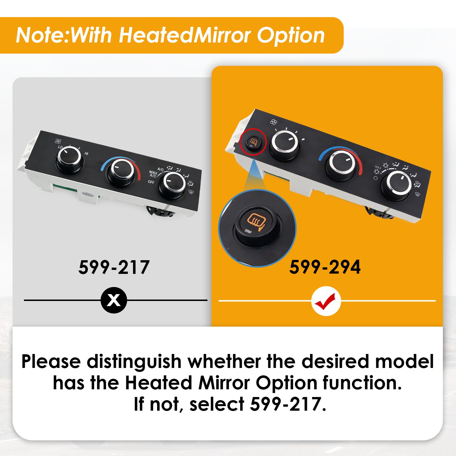 599-294 Heater A/C Control Switch,Front Climate Control Module Compatible with 2008-2021 Chevrolet Express 1500 2500 3500, 2009-