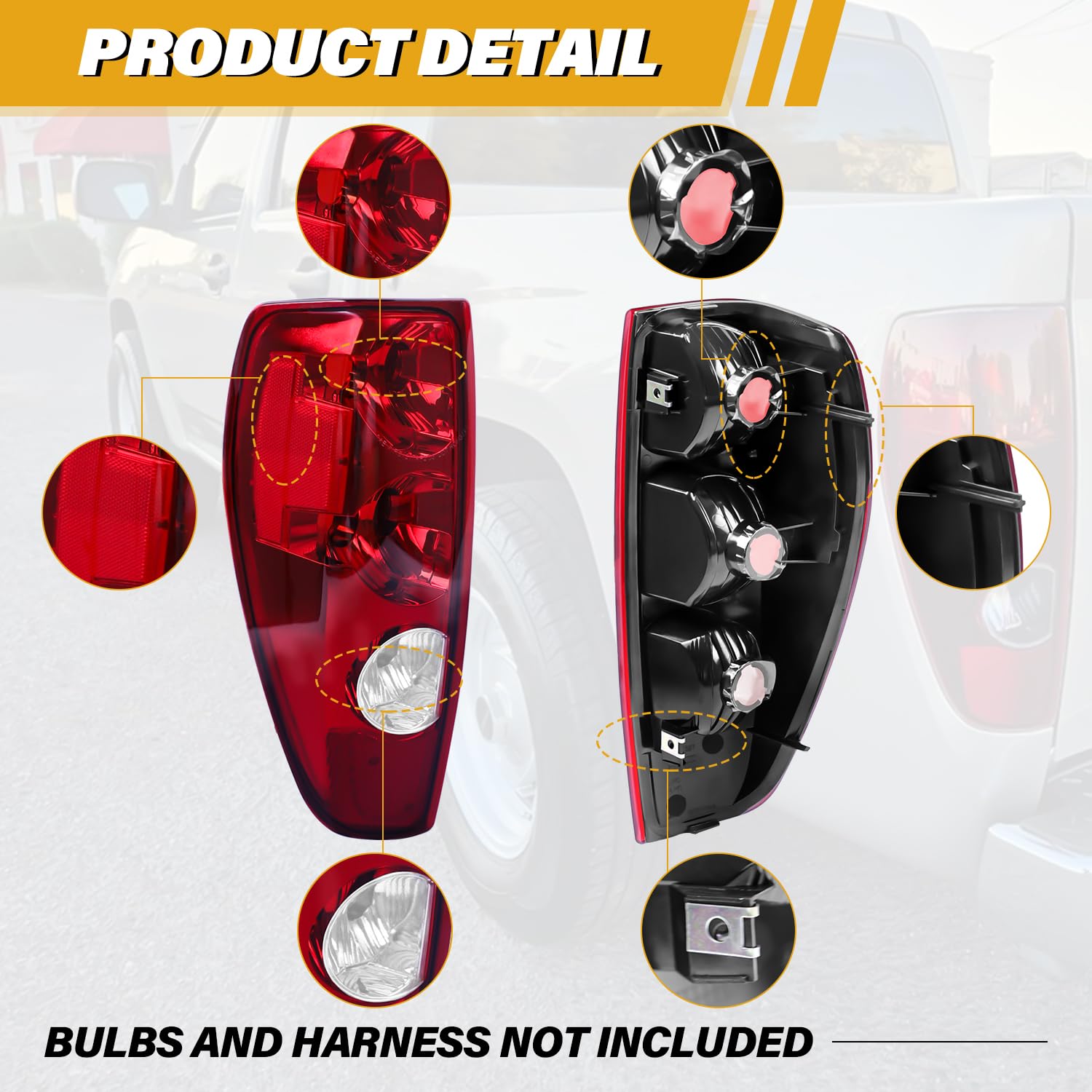 Cleryye Tail Light Assembly In Pair Compatible With Chevrolet Colorado & Gmc Canyon 2004-2012, Oe-Style Halogen Brake Rear Lamp Replacement, W/Lens & Housing Only, Left And Right Side