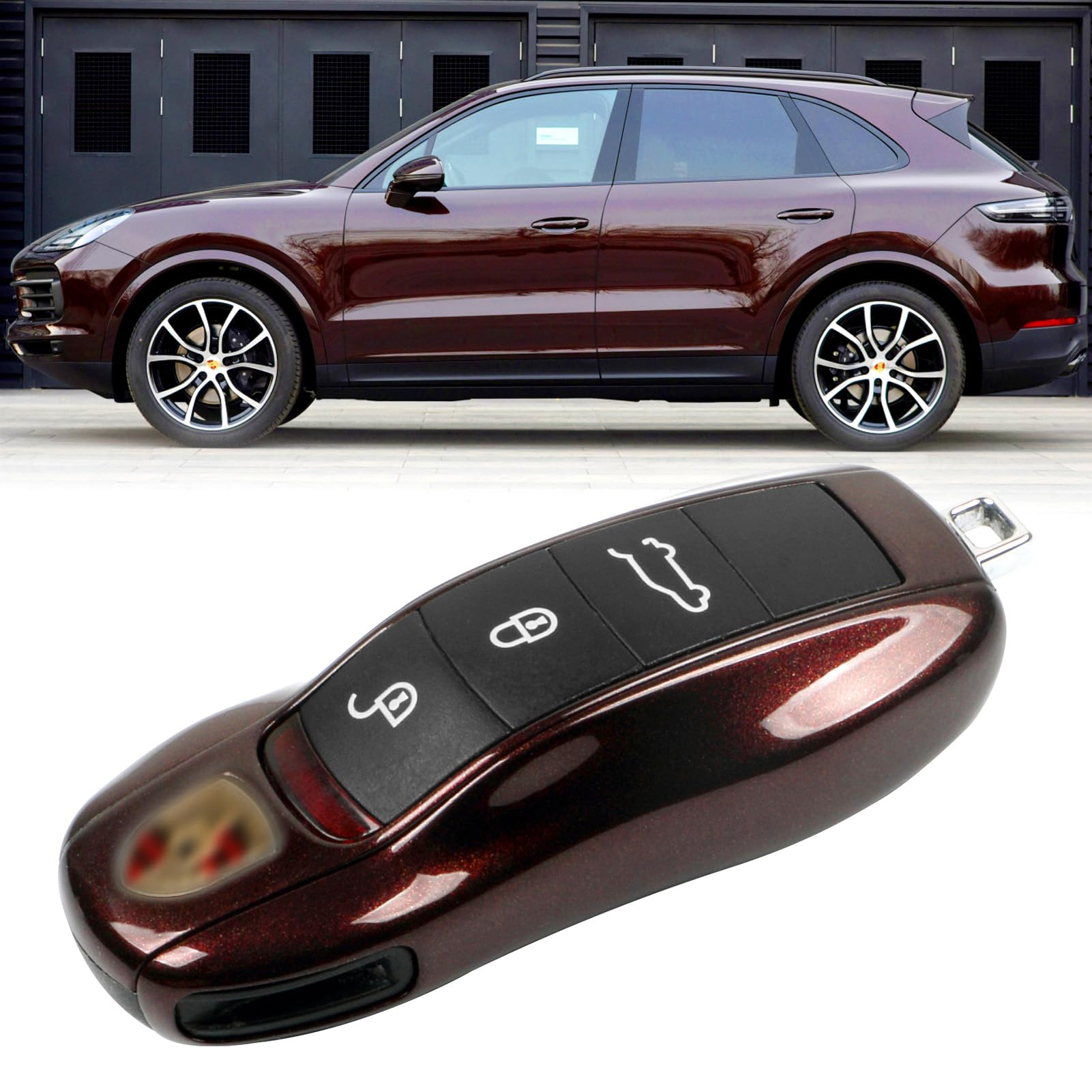 Jaronx Compatible With Porsche Key Fob Cover, Key Cover Compatible With Porsche Cayenne Panamera Macan Cayman 911 Key Fob Cover Key Shell Compatible With Porsche Key Accessories (Lava Orange)