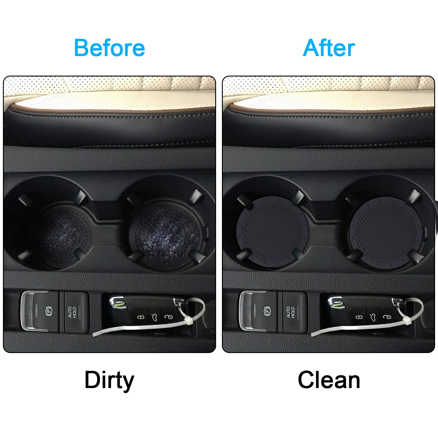 Car Coasters, Wisdompro 4 Pack Pvc Car Cup Holder Insert Coaster - Anti Slip Universal Vehicle Interior Accessories Cup Mats For