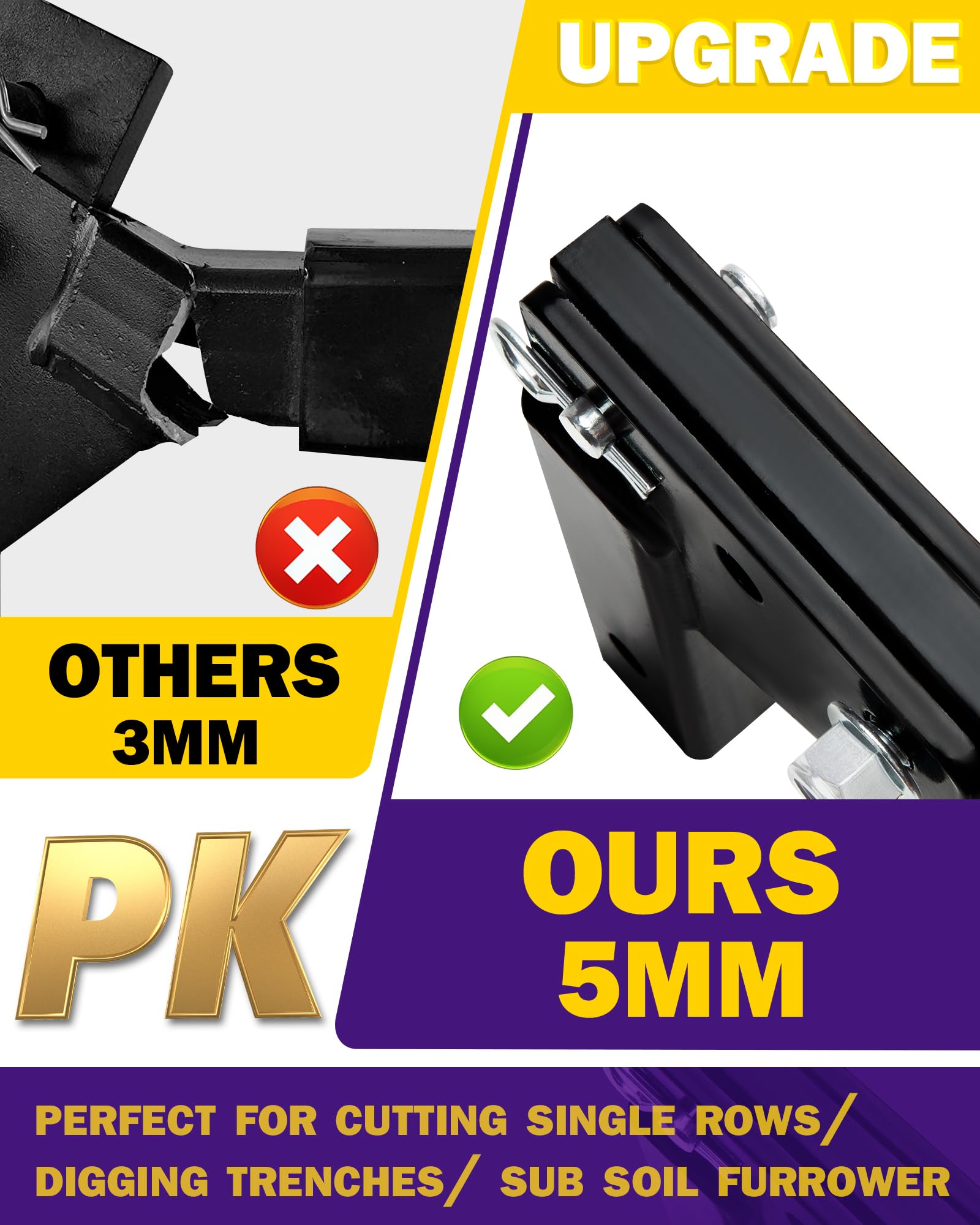 Hitch Mounted Trencher Fits 3 Point Hitch, Heavy Duty Subsoiler, Hitch Lawn Ripper For Atv/Utv Tractor, Updated Adjustable 16''