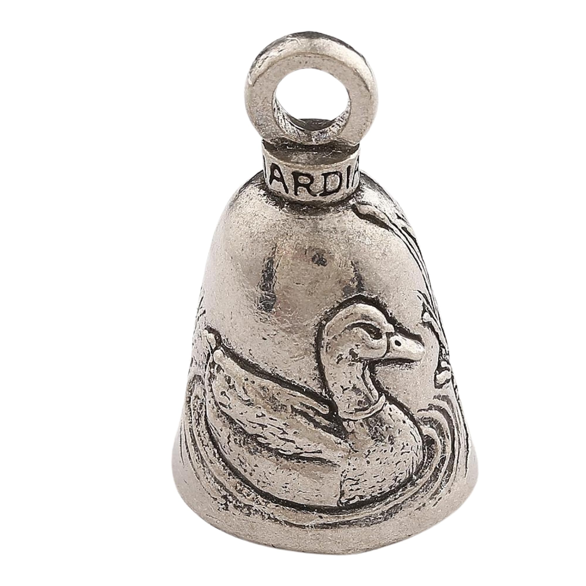Guardian Bell Duck Good Luck Bell W/Keyring & Black Velvet Gift Bag | Motorcycle Bell | Lead-Free Pewter | Good Luck Gift To Fri