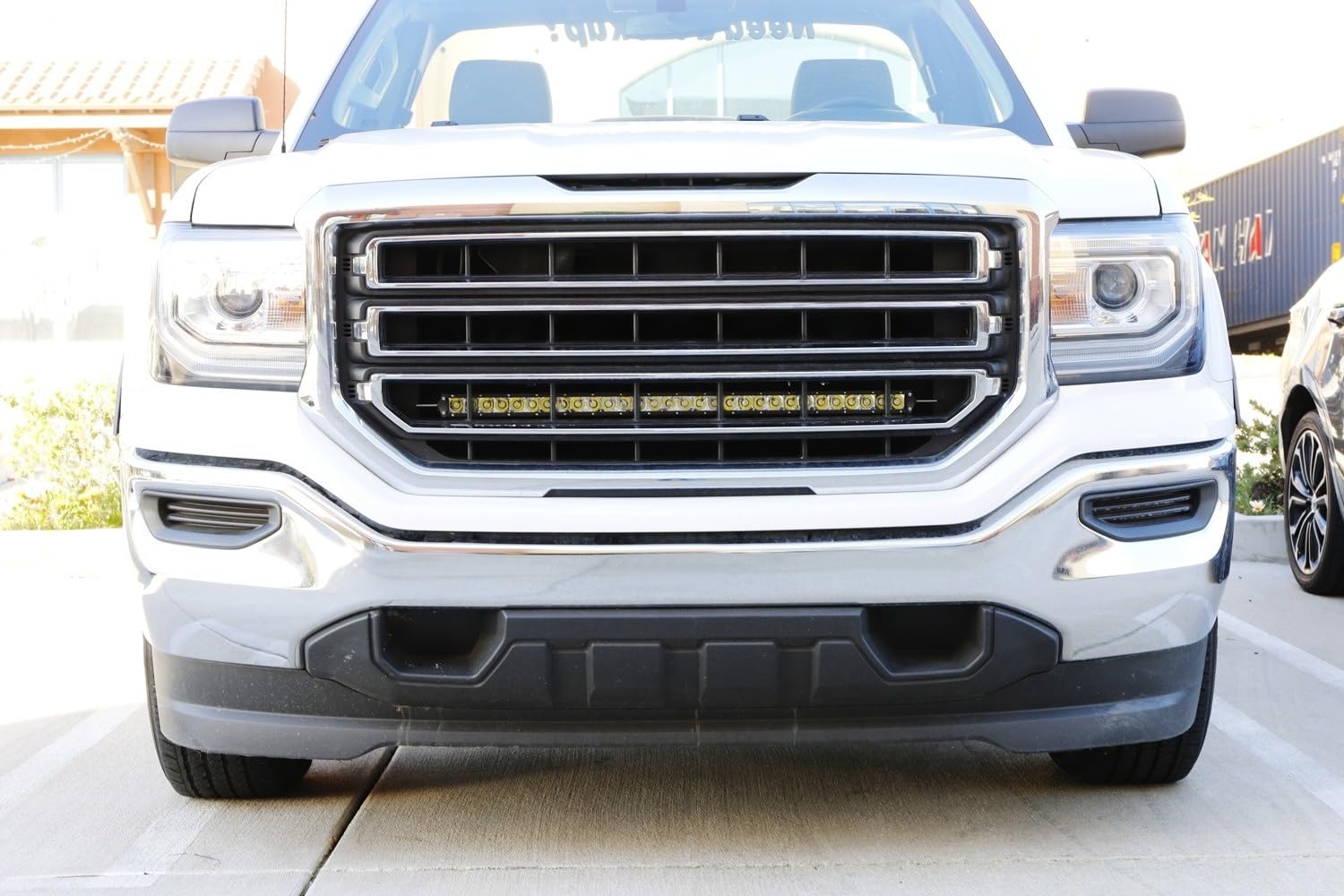 Ijdmtoy Behind Grille Mount 30-Inch Led Light Bar Kit Compatible With 2014-18 Gmc Sierra 1500 2500 3500 Hd, Incl (1) 150W Led Lightbar, Mesh Grill Mounting Brackets & On/Off Switch Wiring Kit