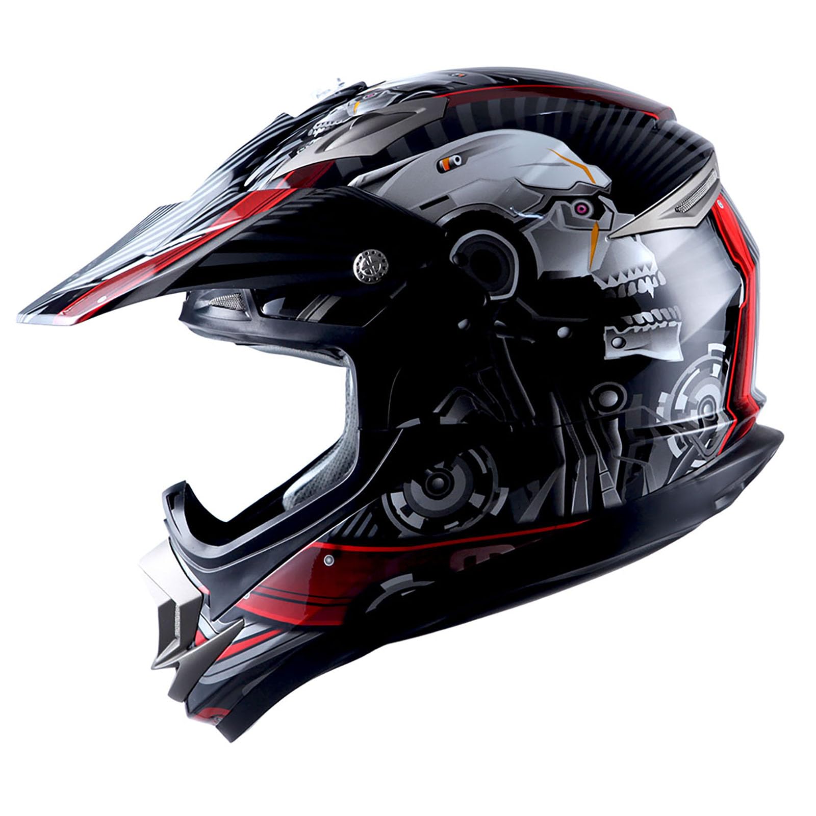 1Storm Adult Motocross Helmet Off Road Mx Bmx Atv Dirt Bike Mechanic Hgxp14B Skull Red