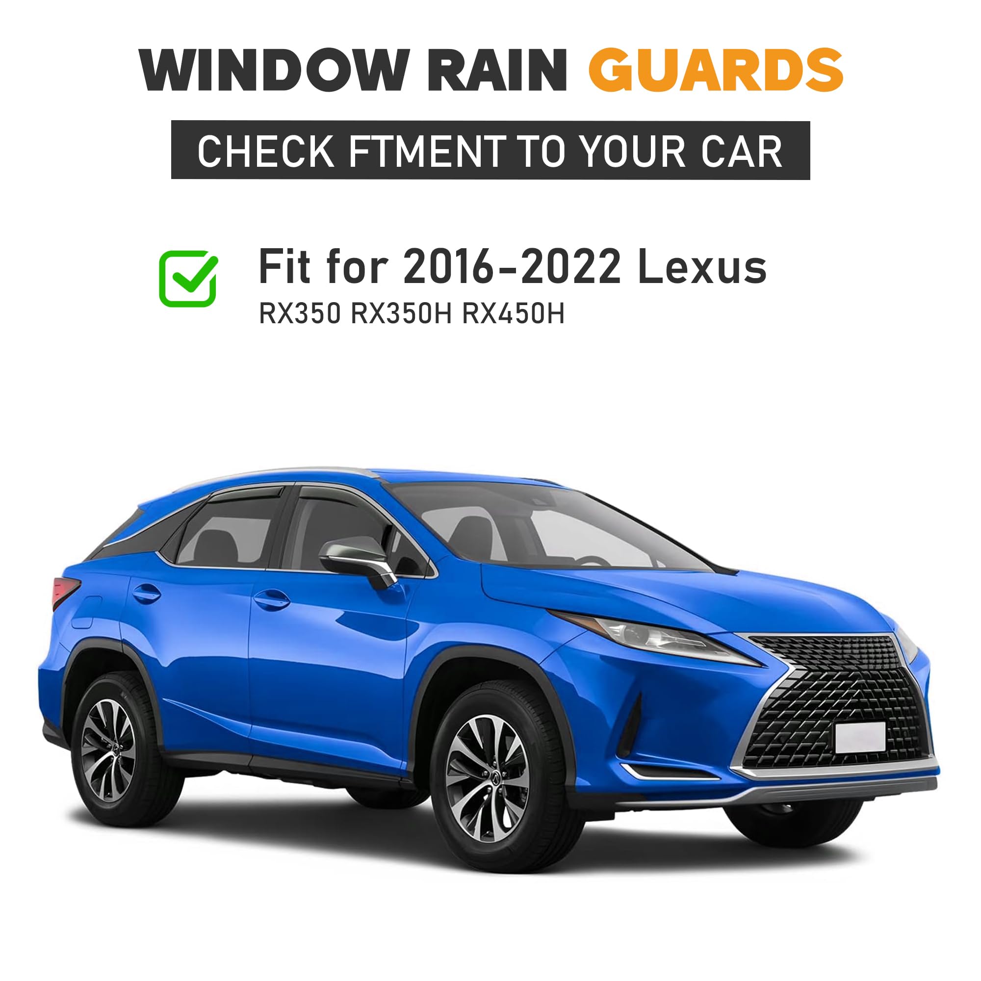 Hope You Ready Shatterproof Tape-On Window Deflectors For 2016-2022 Lexus Rx350 Rx350H Rx450H, Extra Durable Window Rain Guards,